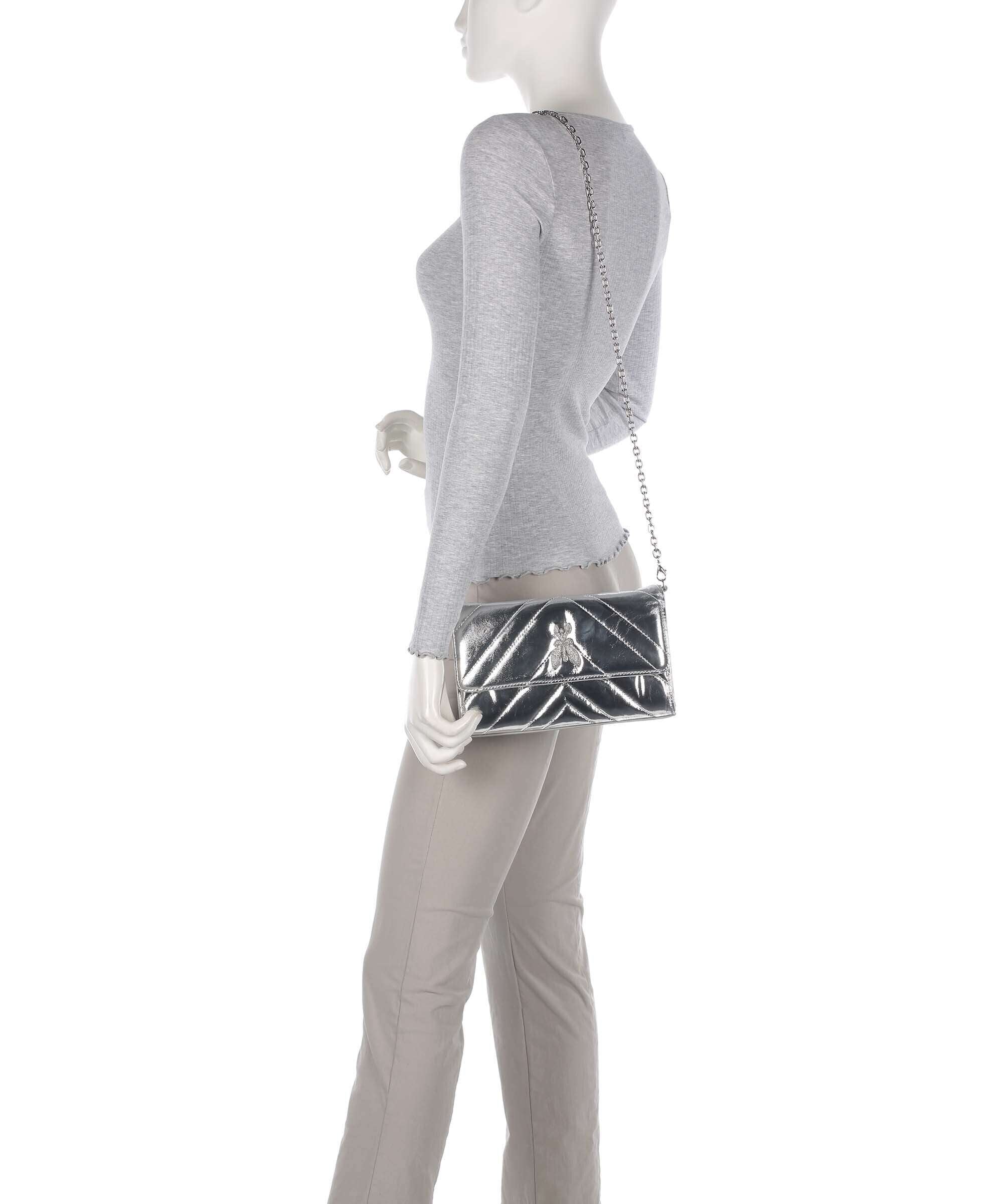 Patrizia Pepe Fly Quilted Metallic Crossbody tas craquele silver - Image 3