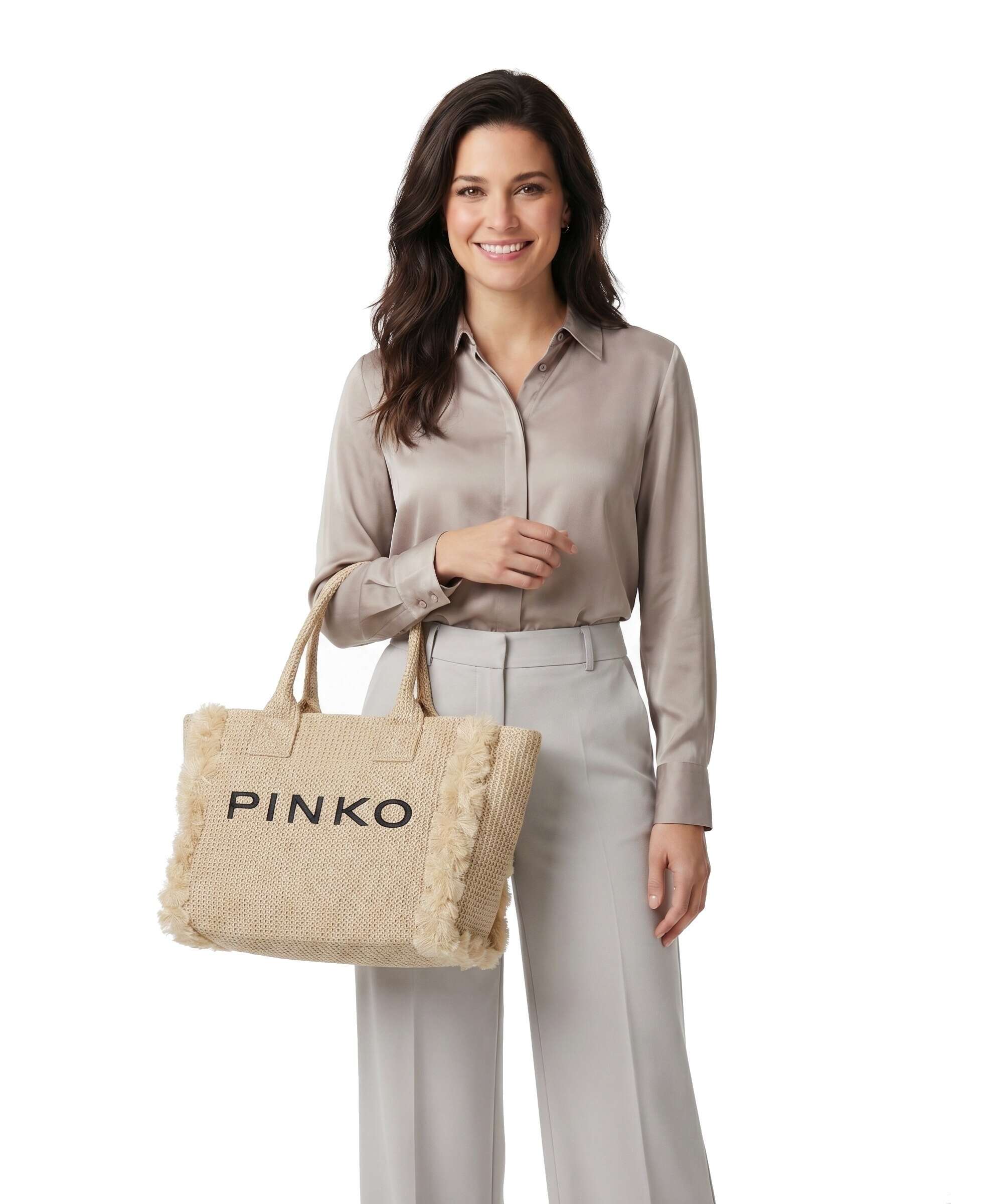 Pinko Beach Handtas paglia/nero/antique gold - Image 3
