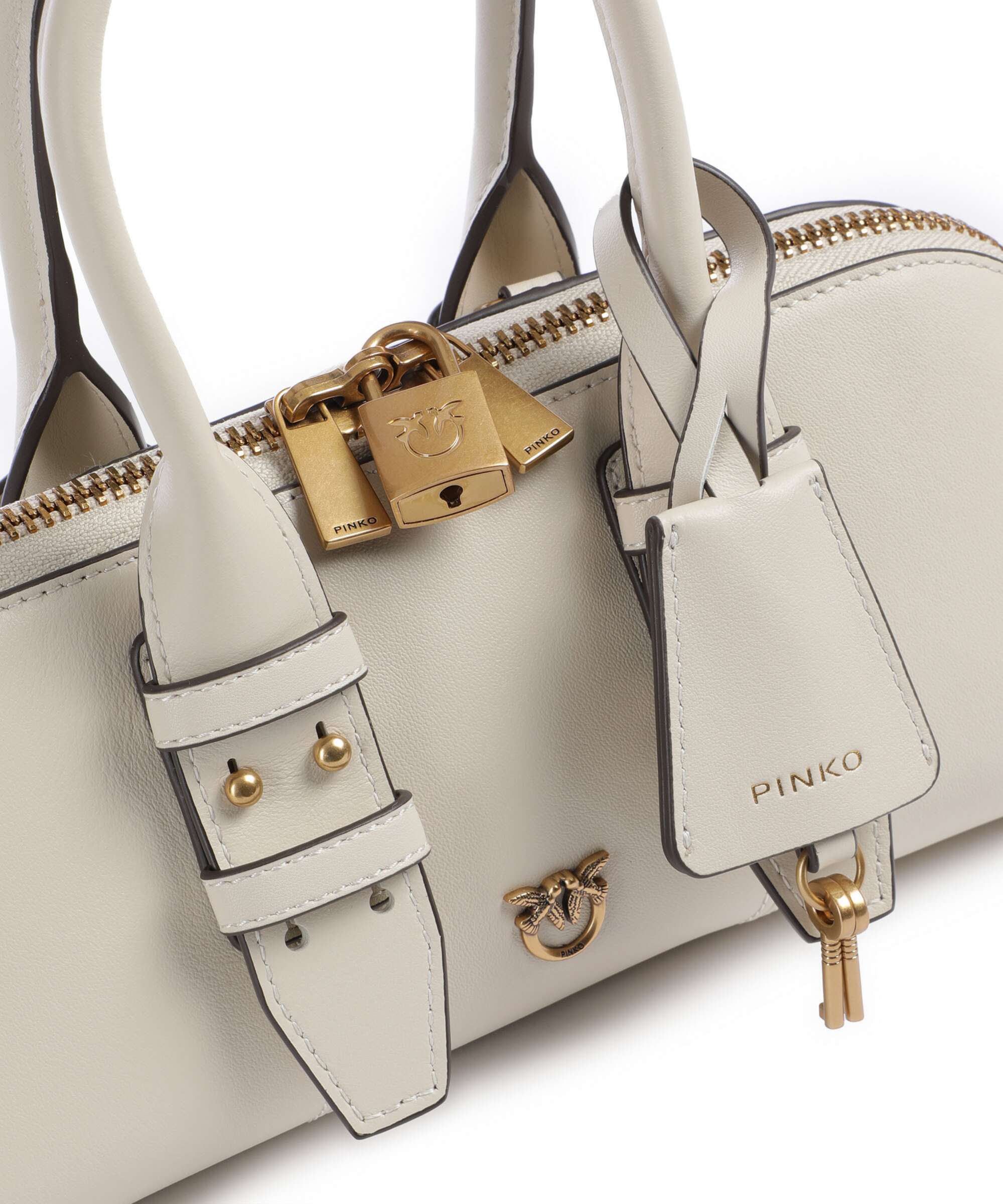 Pinko Bowling Horizontal Handtas bianco seta/antique gold - Image 4