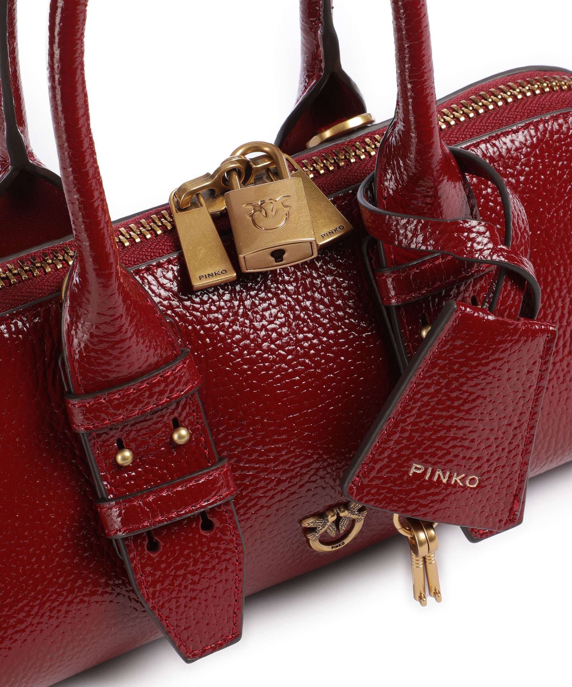 Pinko Bowling Horizontal Handtas rosso scuro/antique gold - Image 4
