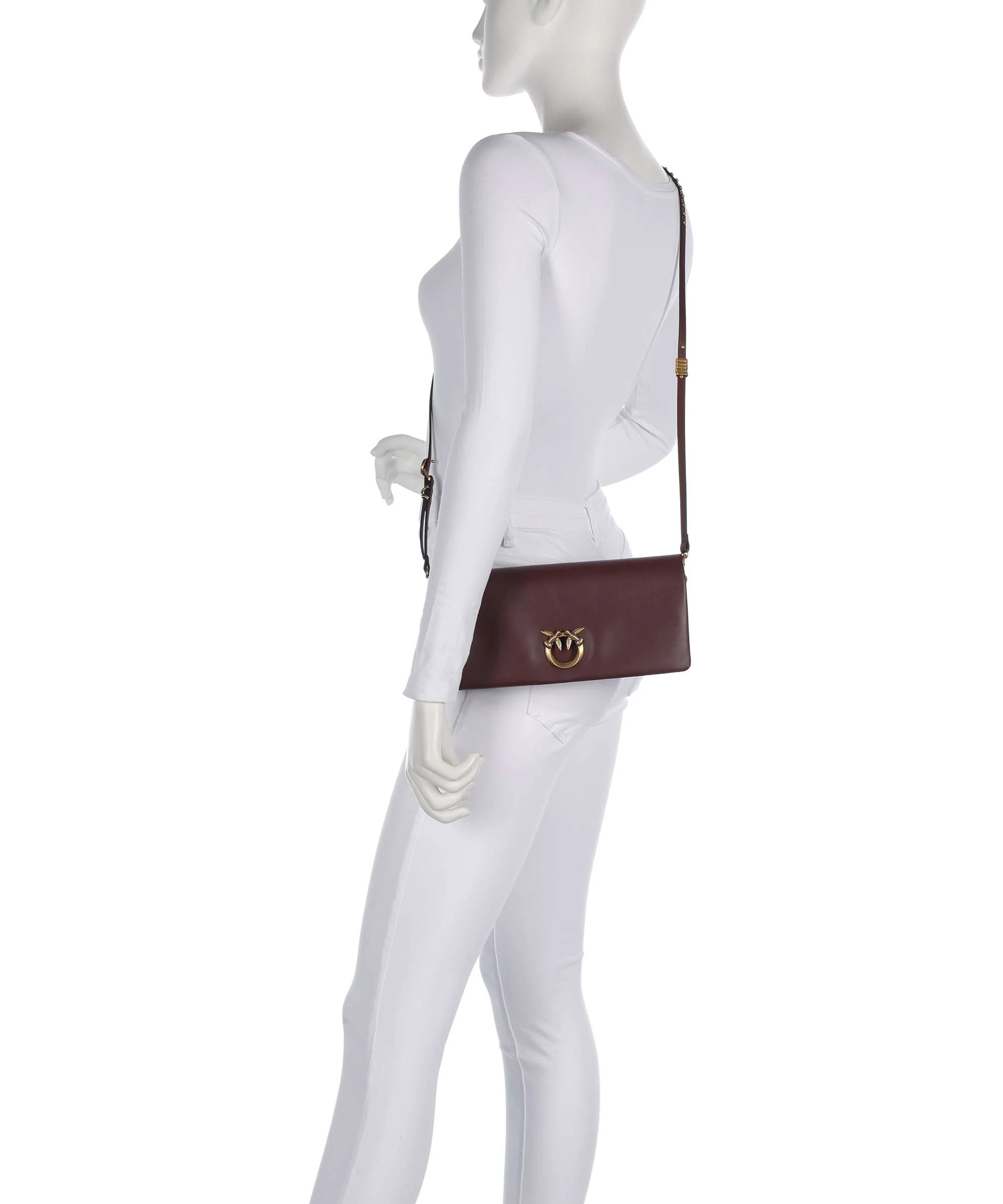 Pinko Click Soft Classic Crossbody tas burgundy wine/antique gold - Image 3