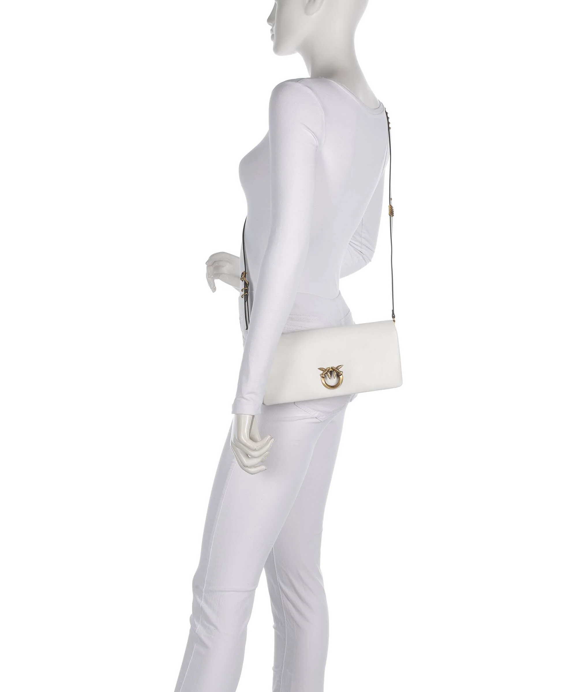 Pinko Click Soft Classic Crossbody tas bianco nembo/antique gold - Image 3