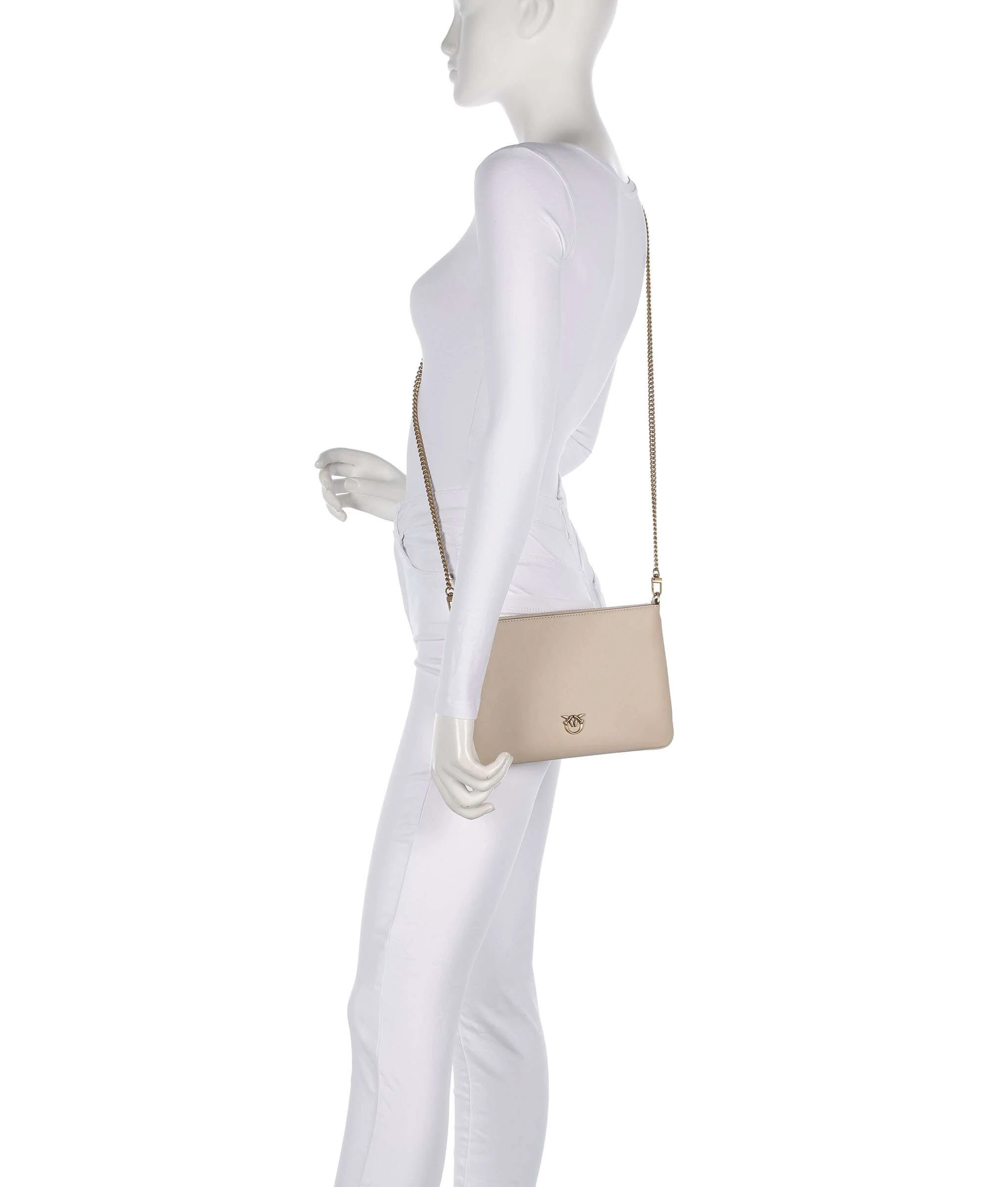 Pinko Flat Classic Crossbody tas beige/grigio fumo/antique gold - Image 3
