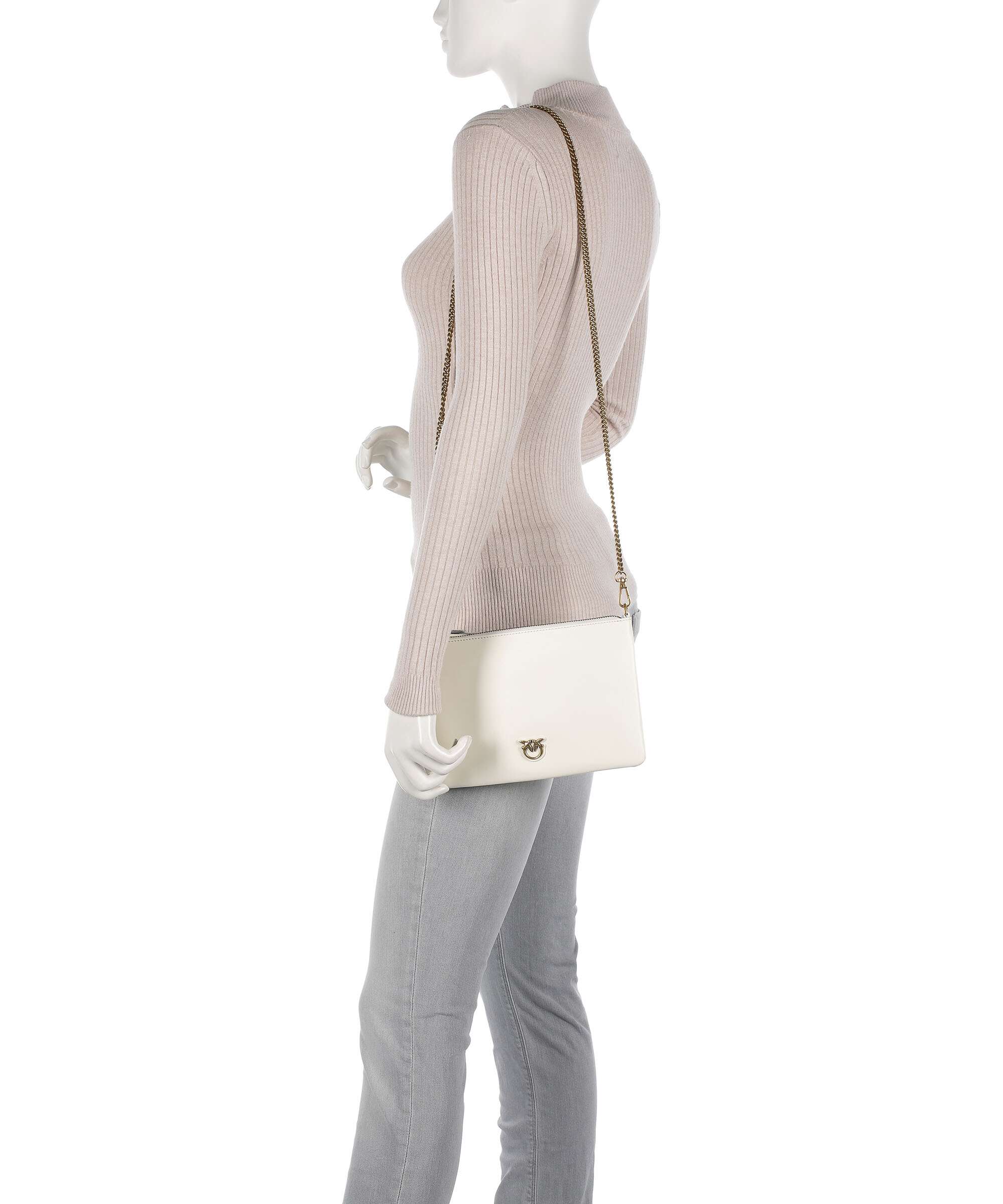 Pinko Flat Classic Crossbody tas bianco seta/antique gold - Image 3