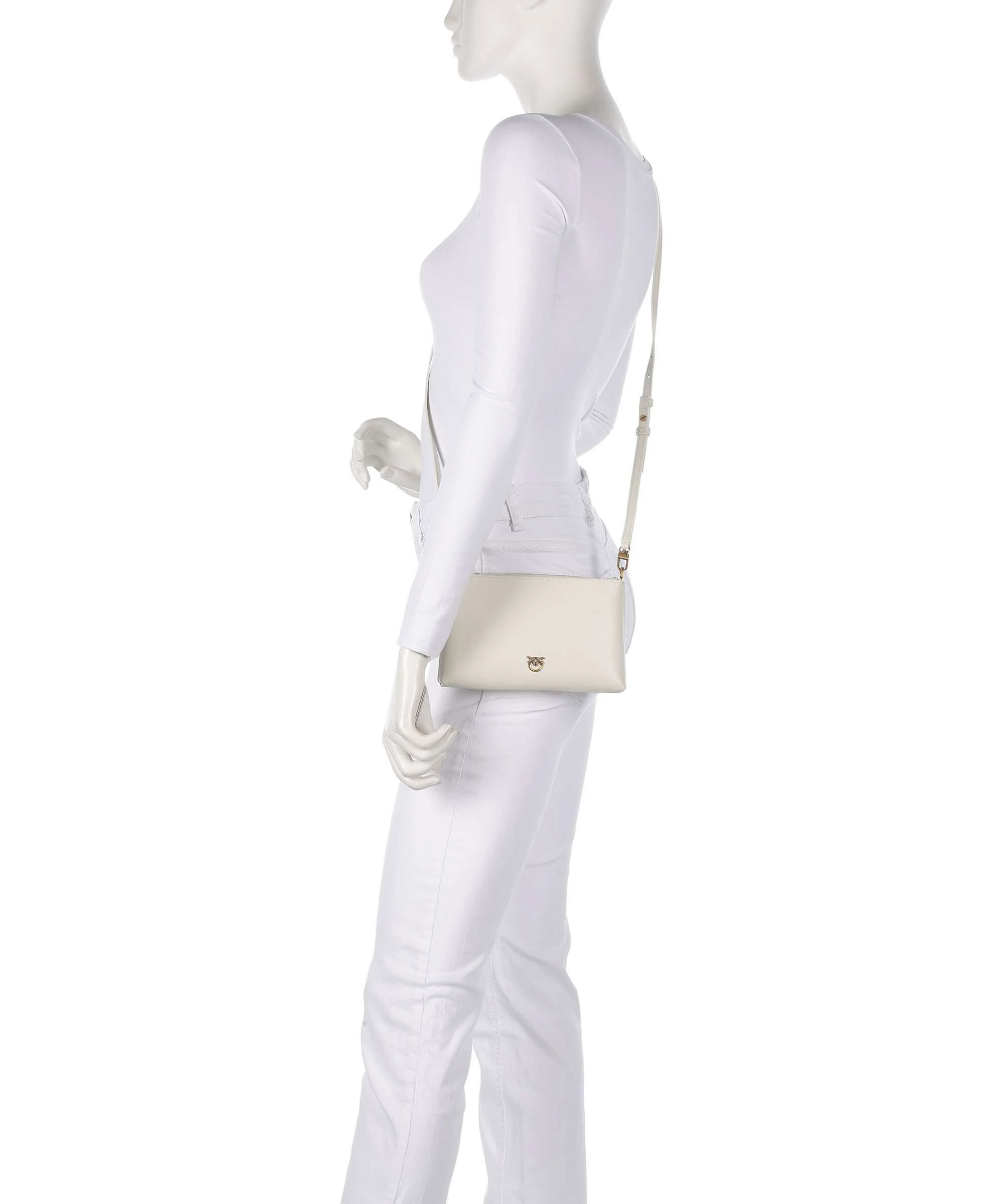 Pinko Flat Mini Crossbody tas bianco seta/antique gold - Image 3