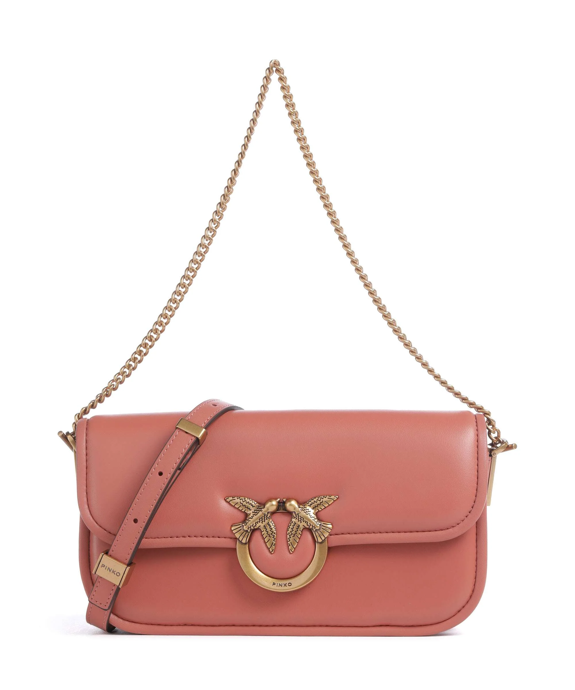Pinko Love Box Horizontal Schoudertas marrone aragona/antique gold