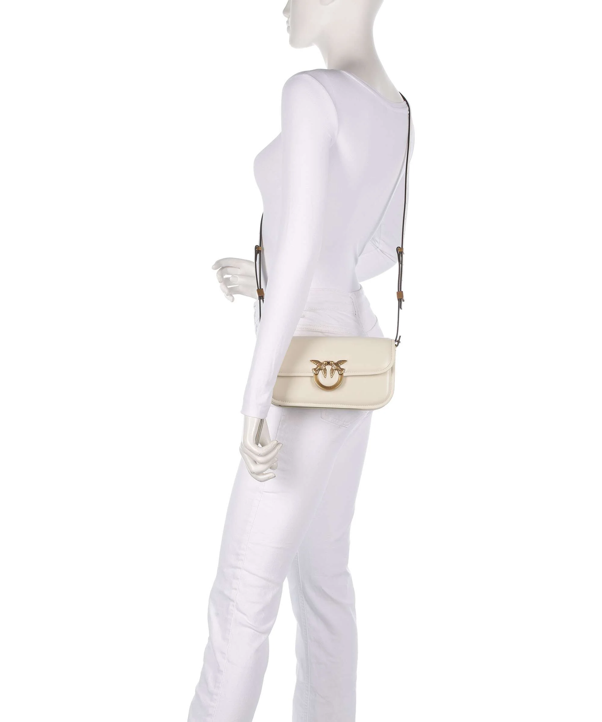 Pinko Love Box Horizontal Schoudertas bianco seta/antique gold - Image 3