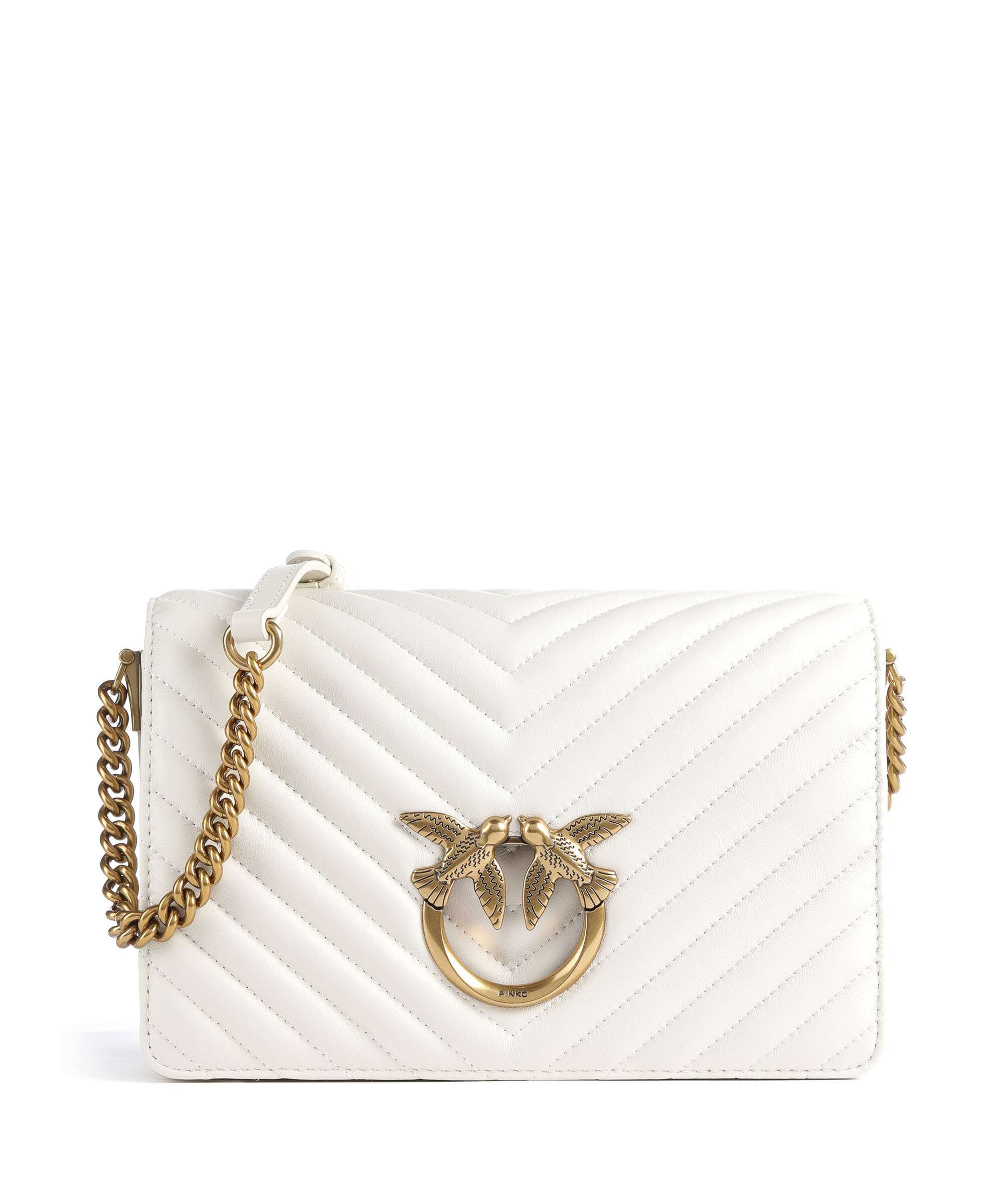 Pinko Love Click Classic Crossbody tas bianco seta/antique gold