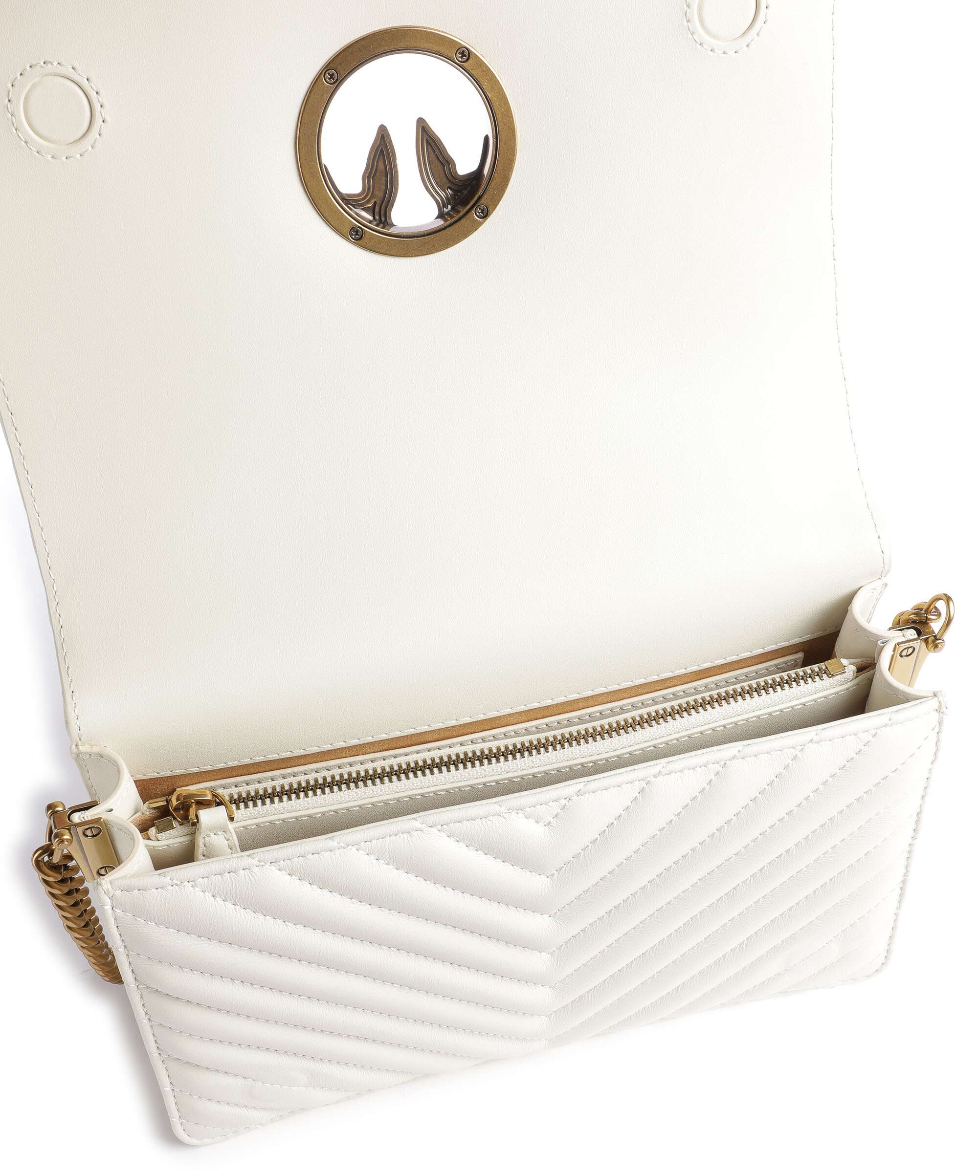 Pinko Love Click Classic Crossbody tas bianco seta/antique gold - Image 5