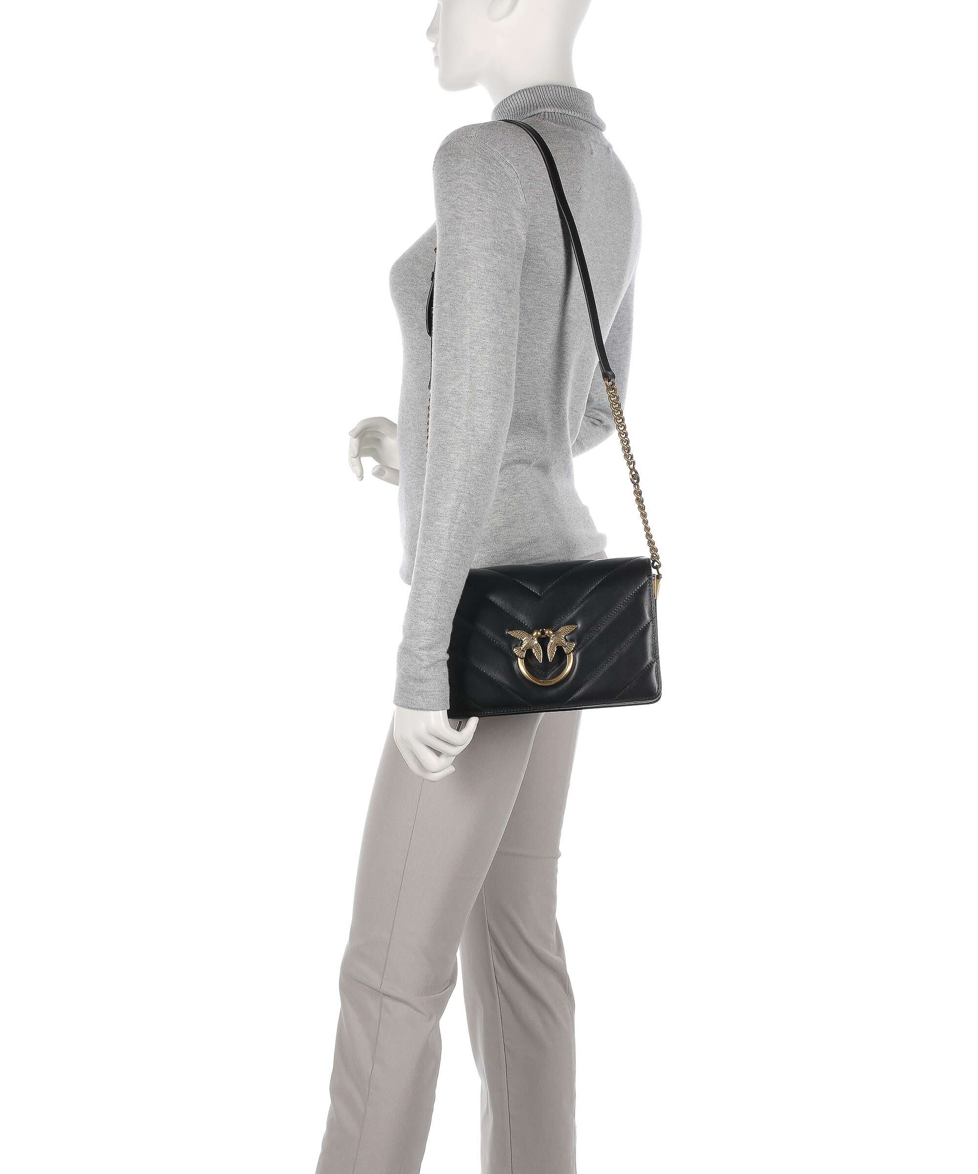 Pinko Love Click Classic Crossbody tas nero/antique gold - Image 3