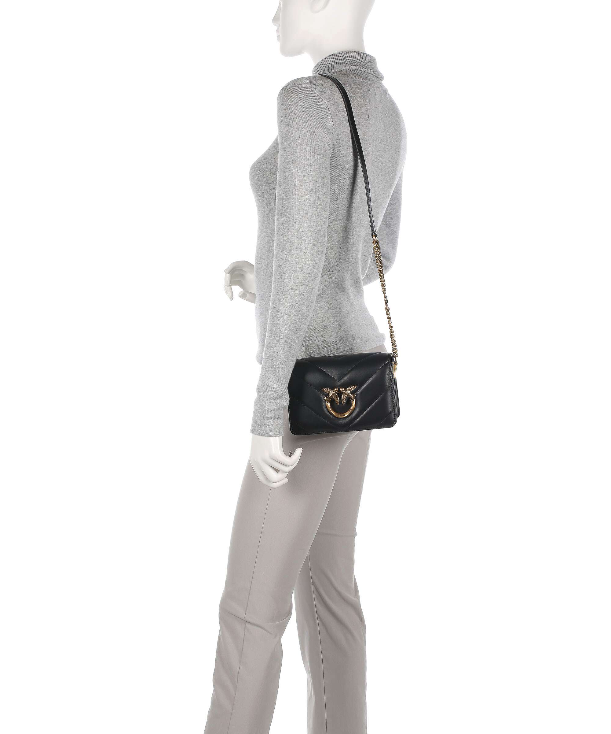 Pinko Love Click Mini Crossbody tas nero/antique gold - Image 3