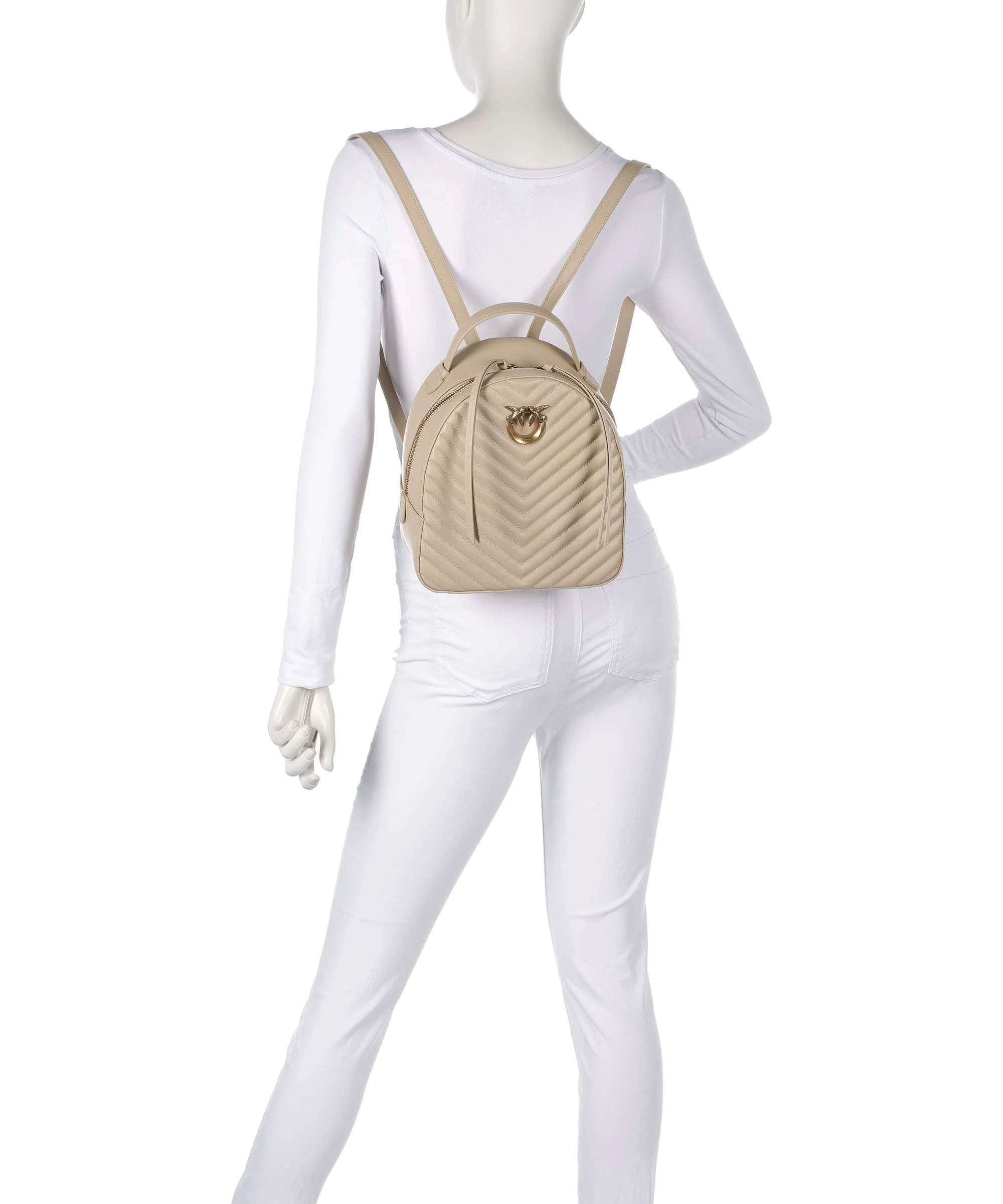 Pinko Love Click Rugzak beige/grigio fumo/antique gold - Image 3