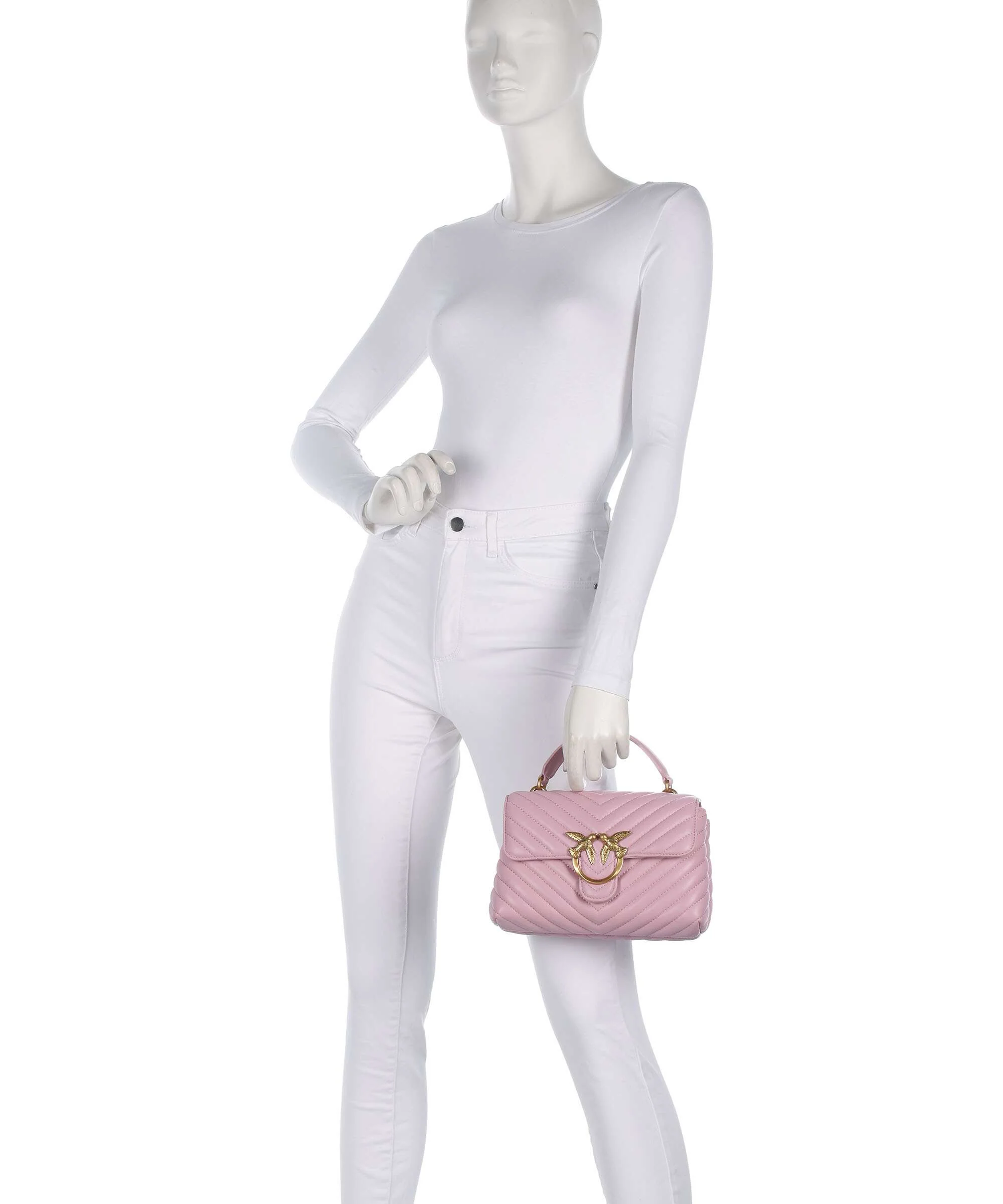 Pinko Love Lady Puff Mini Handtas rosa chiaro/antique gold - Image 3