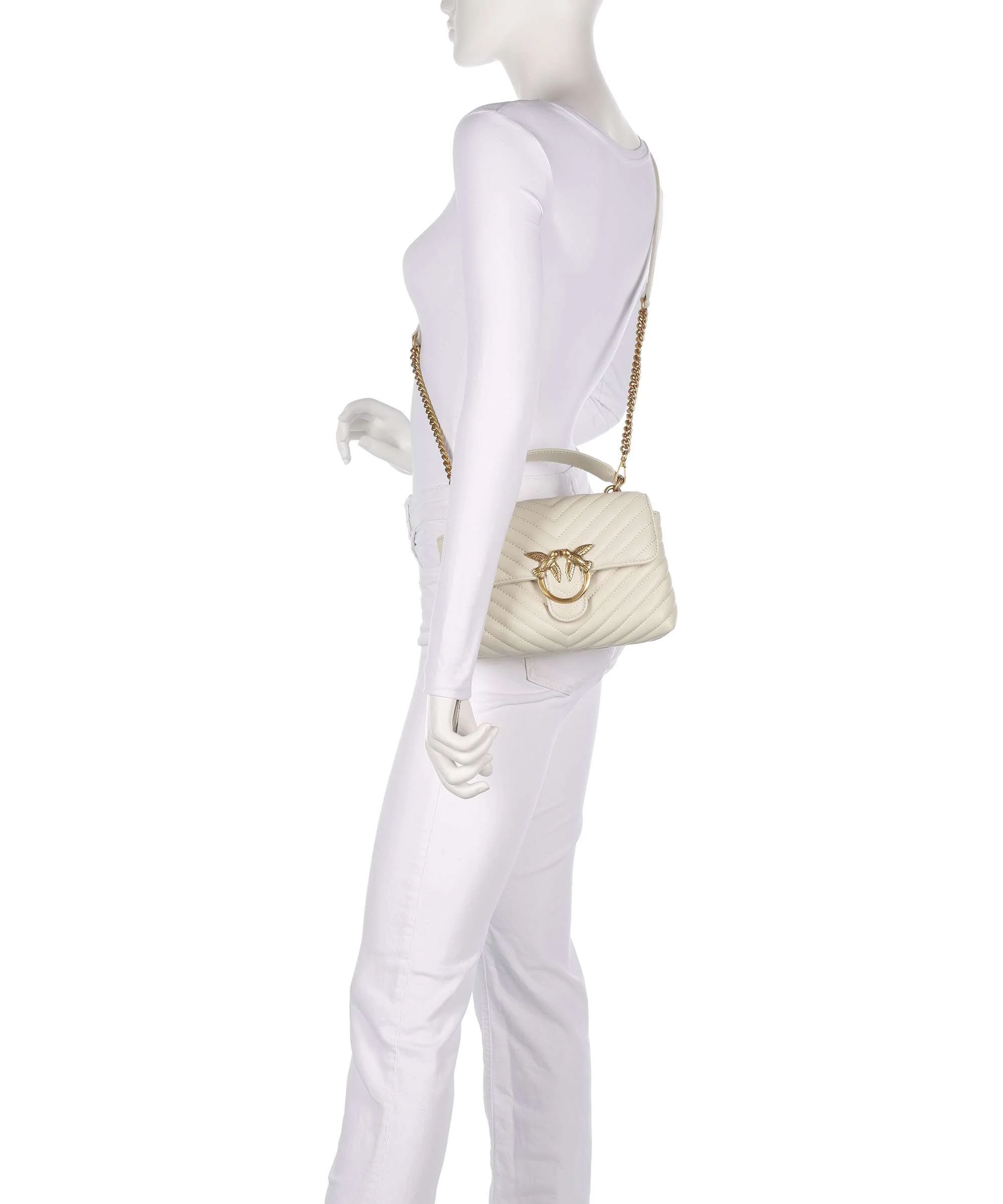 Pinko Love Lady Puff Mini Handtas bianco seta/antique gold - Image 3