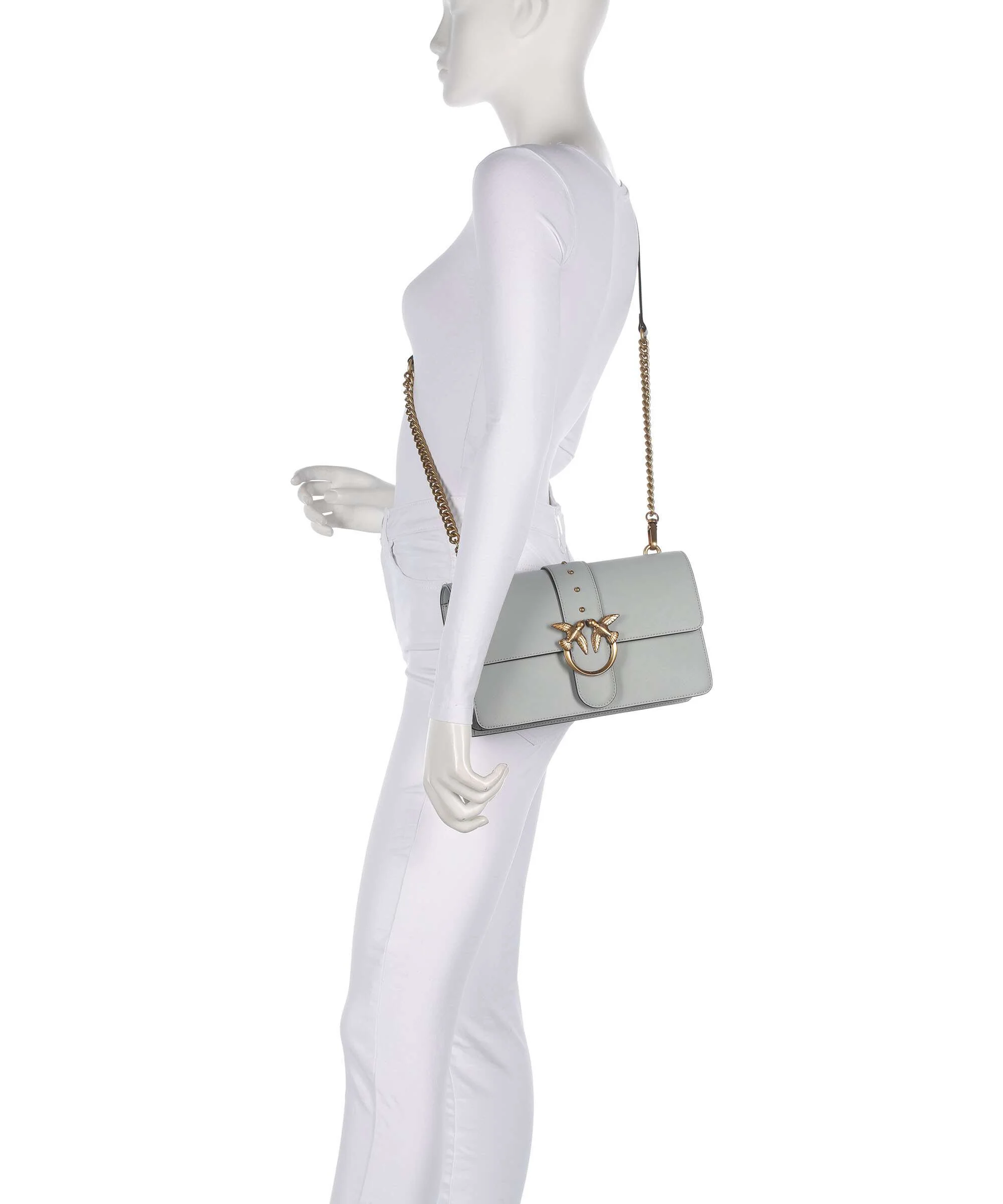 Pinko Love One Classic Crossbody tas grigio perla/antique gold - Image 3
