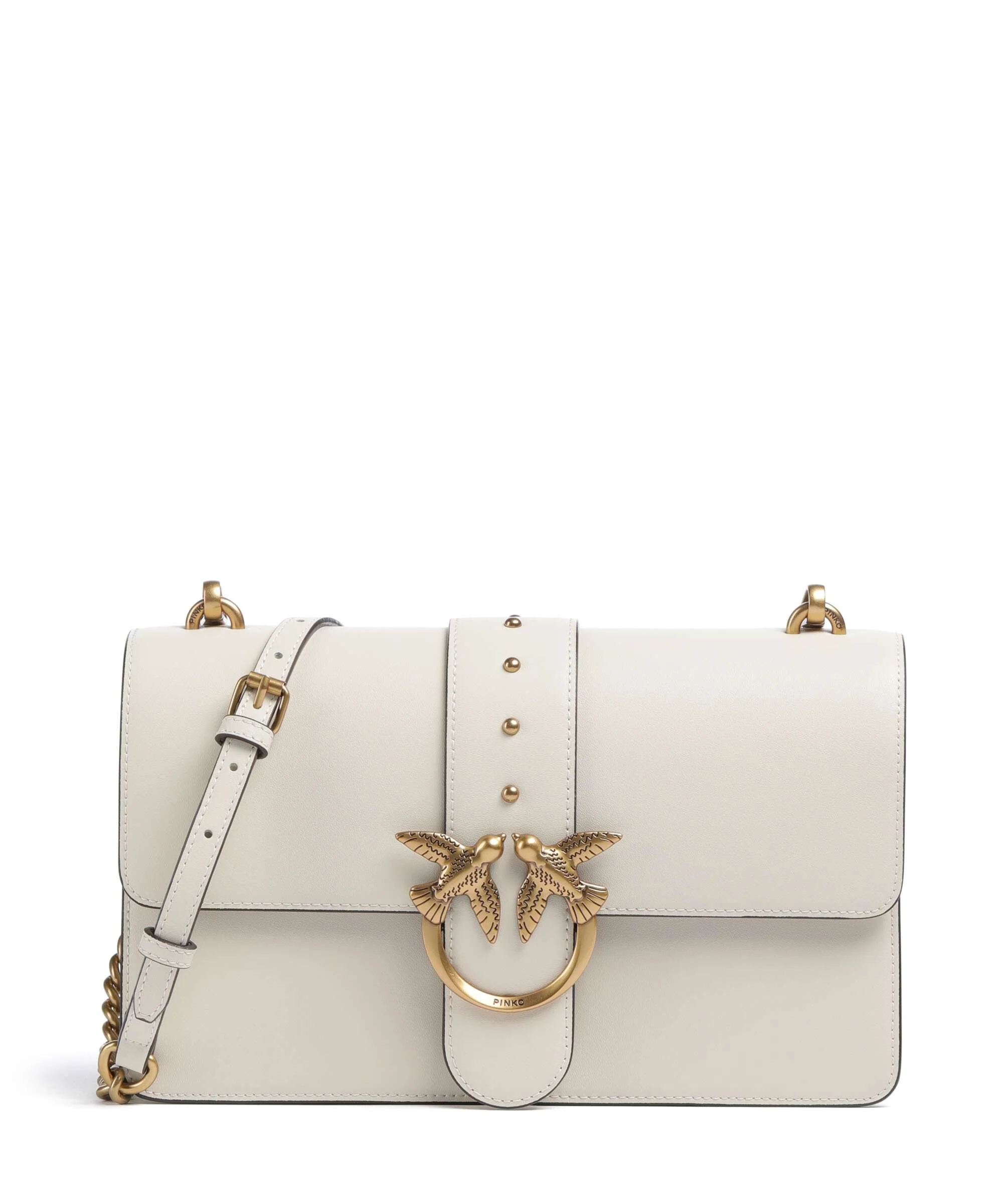 Pinko Love One Classic Crossbody tas bianco seta/antique gold