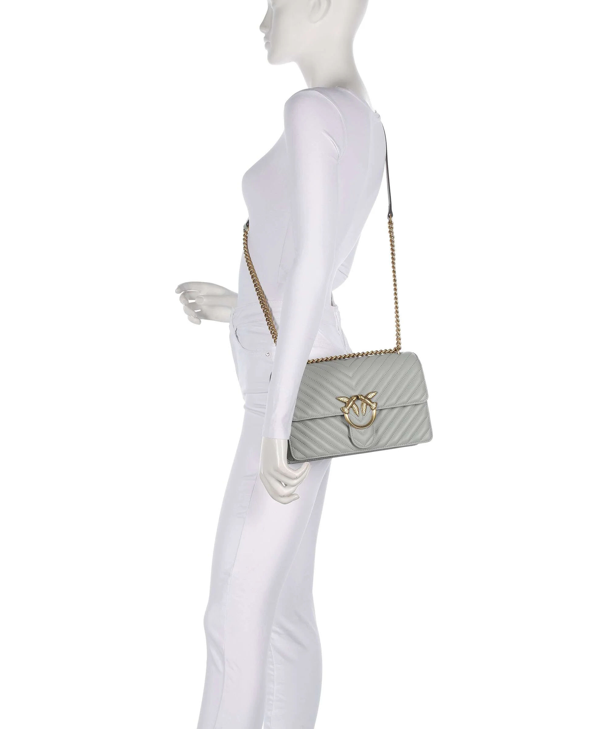 Pinko Love One Classic Schoudertas grigio perla/antique gold - Image 3