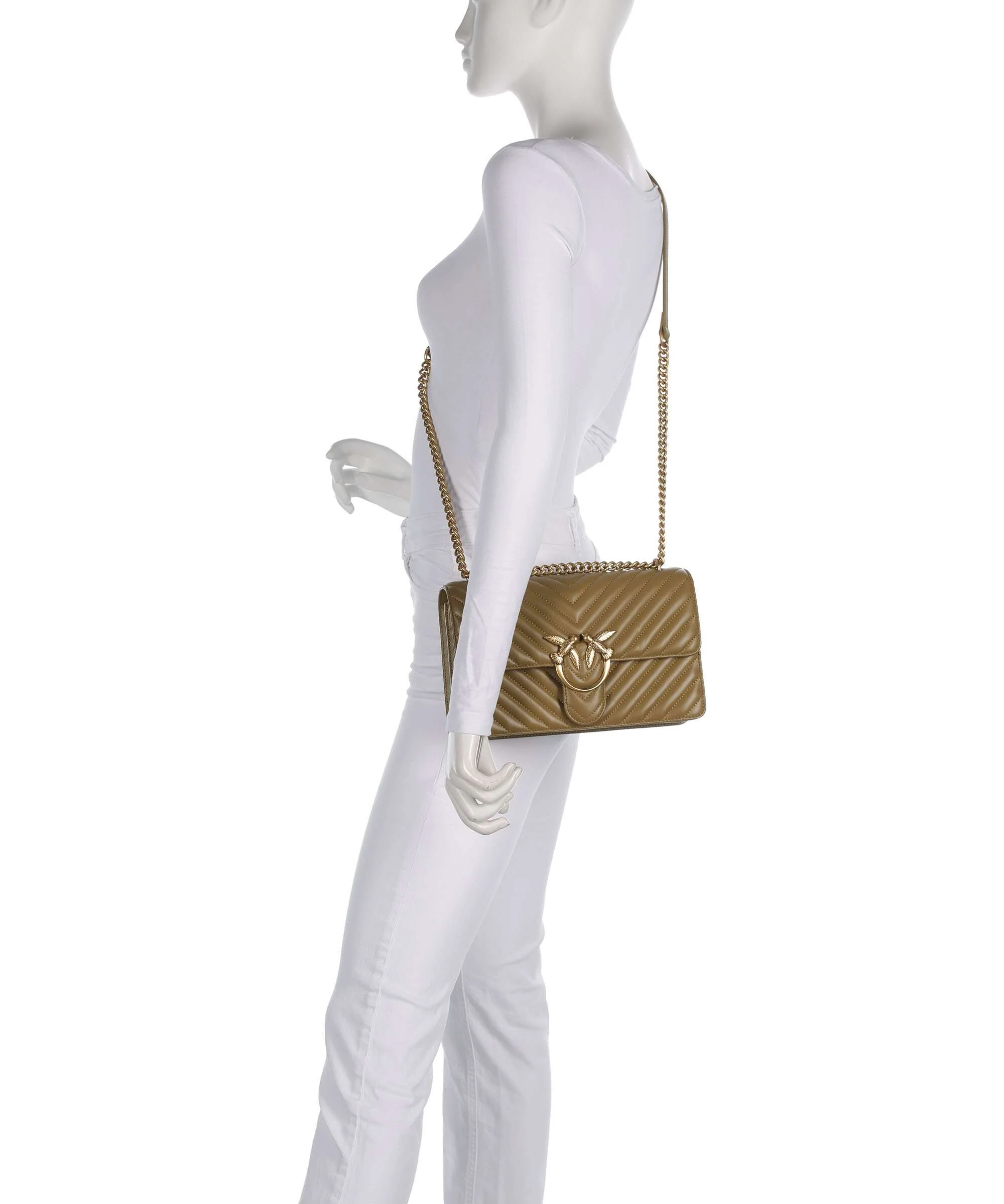 Pinko Love One Classic Schoudertas verde canguro/antique gold - Image 3