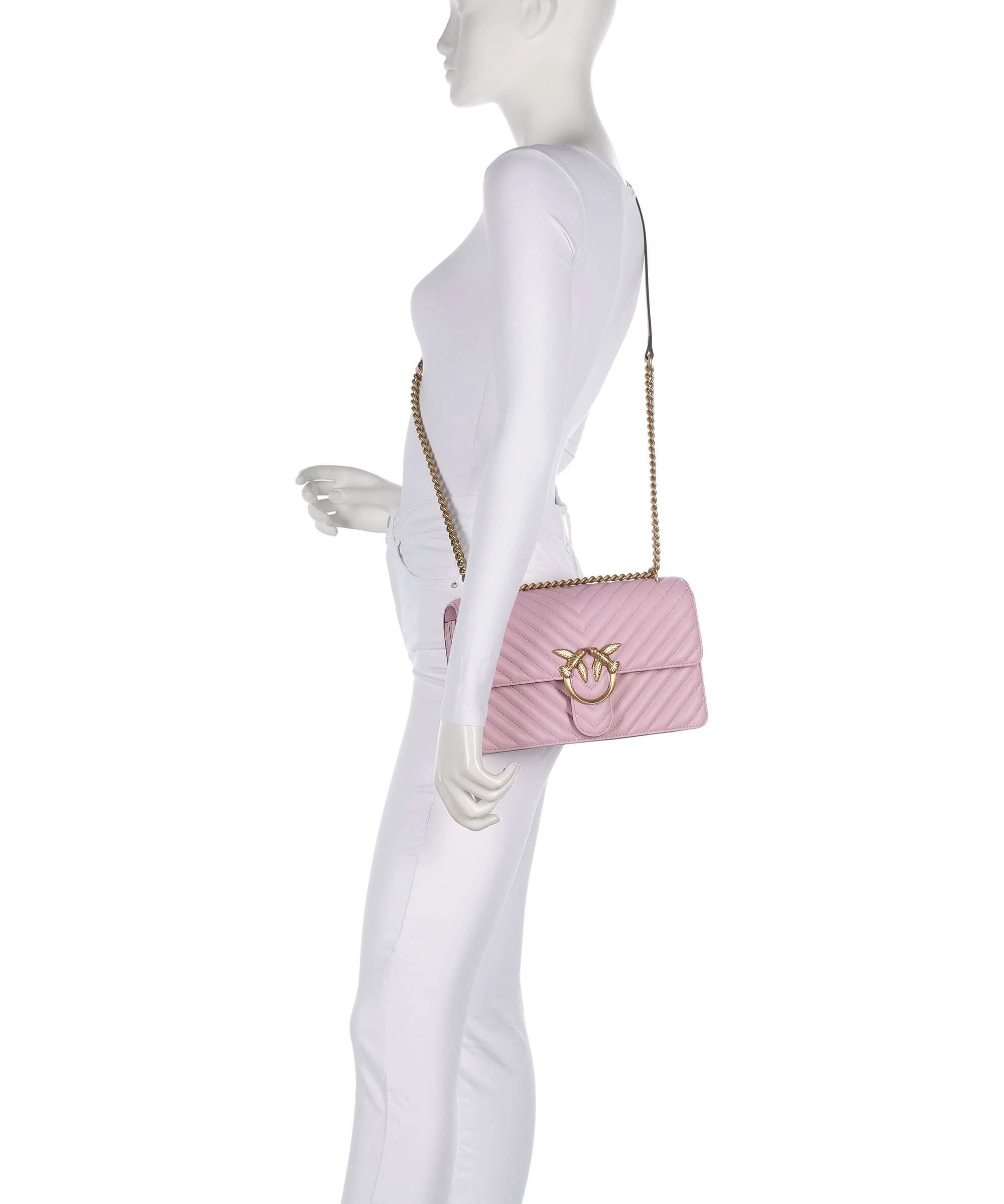 Pinko Love One Classic Schoudertas rosa chiaro/antique gold - Image 3
