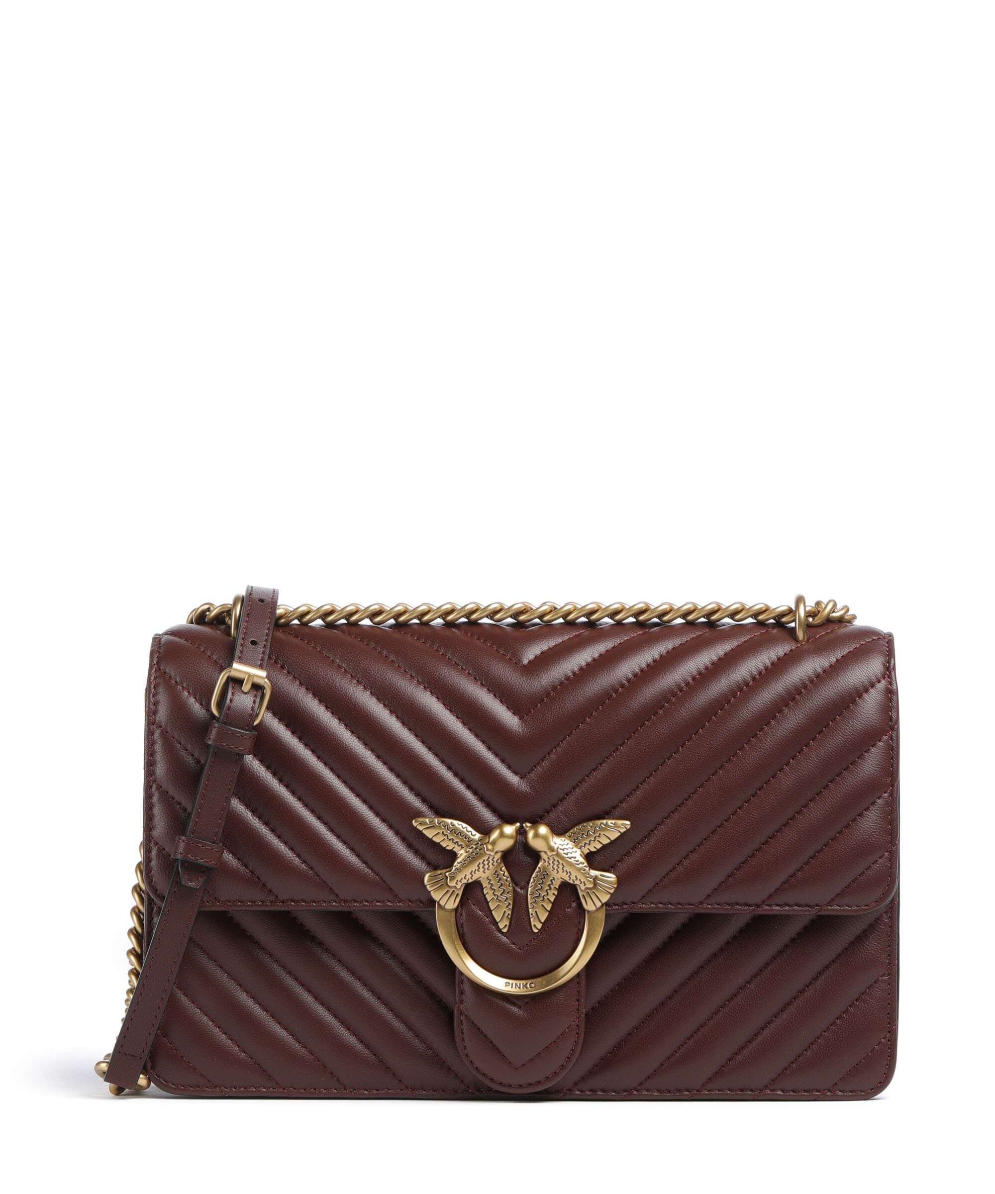 Pinko Love One Classic Schoudertas rosso vino/antique gold