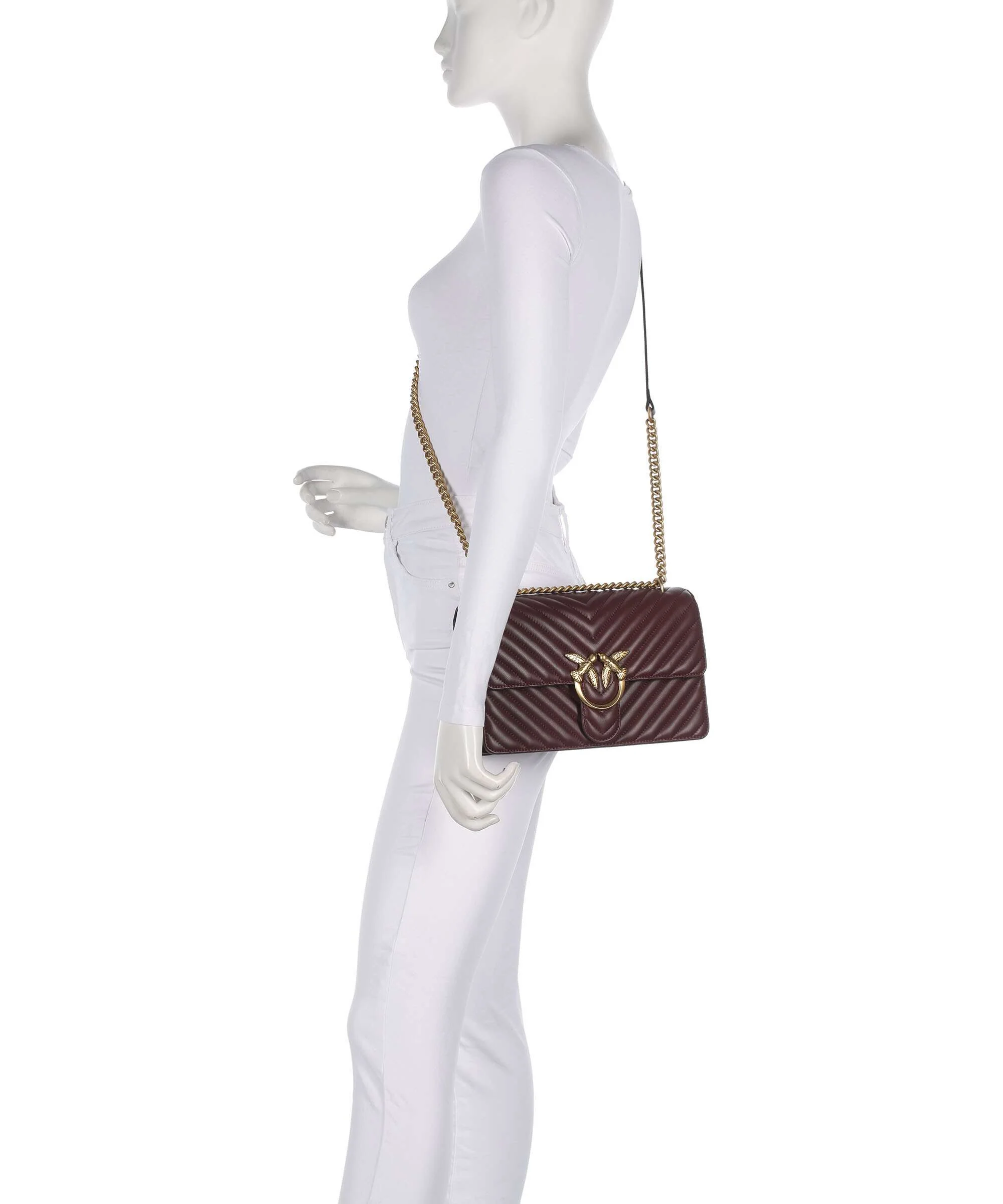 Pinko Love One Classic Schoudertas rosso vino/antique gold - Image 3