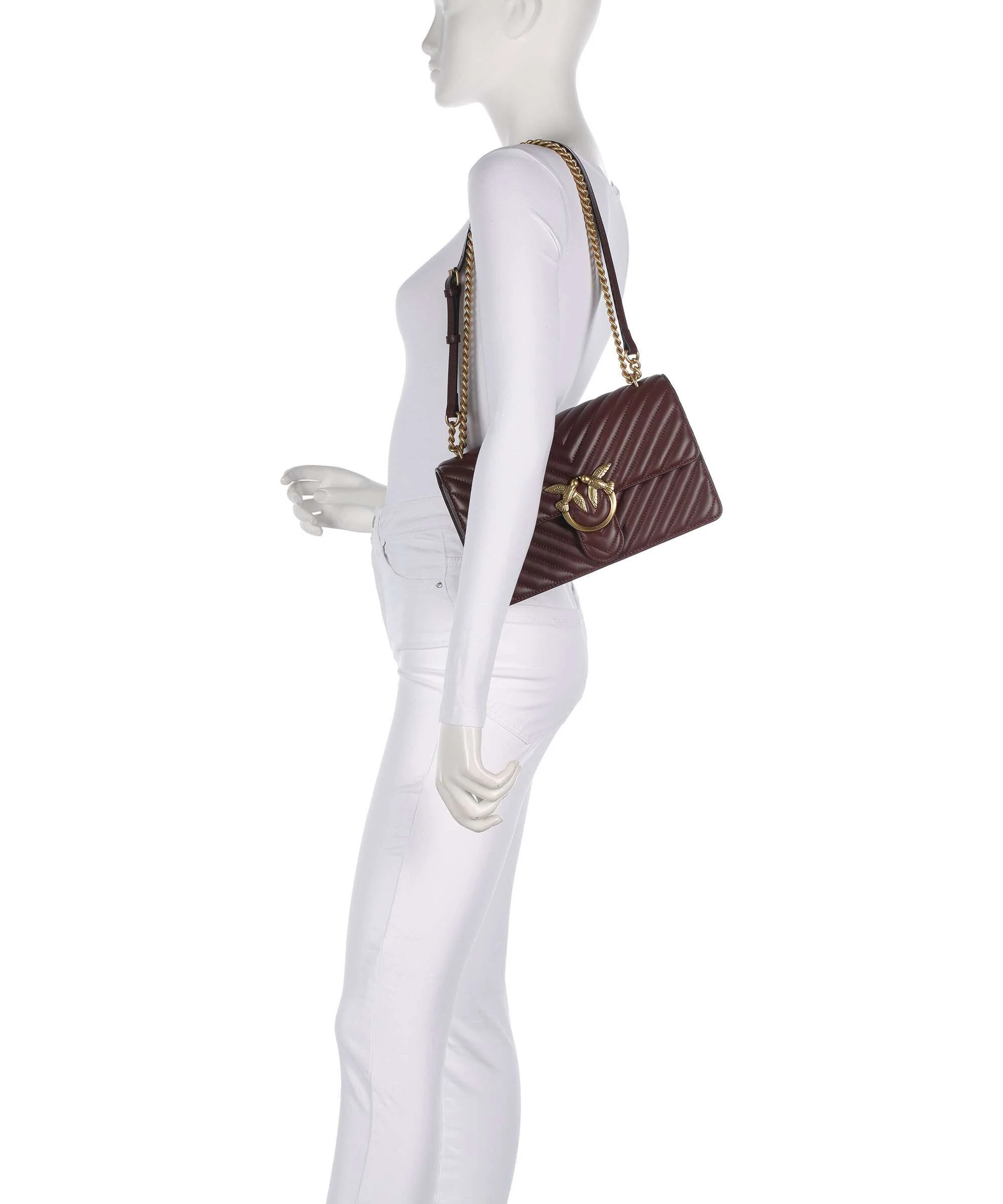 Pinko Love One Classic Schoudertas rosso vino/antique gold - Image 4