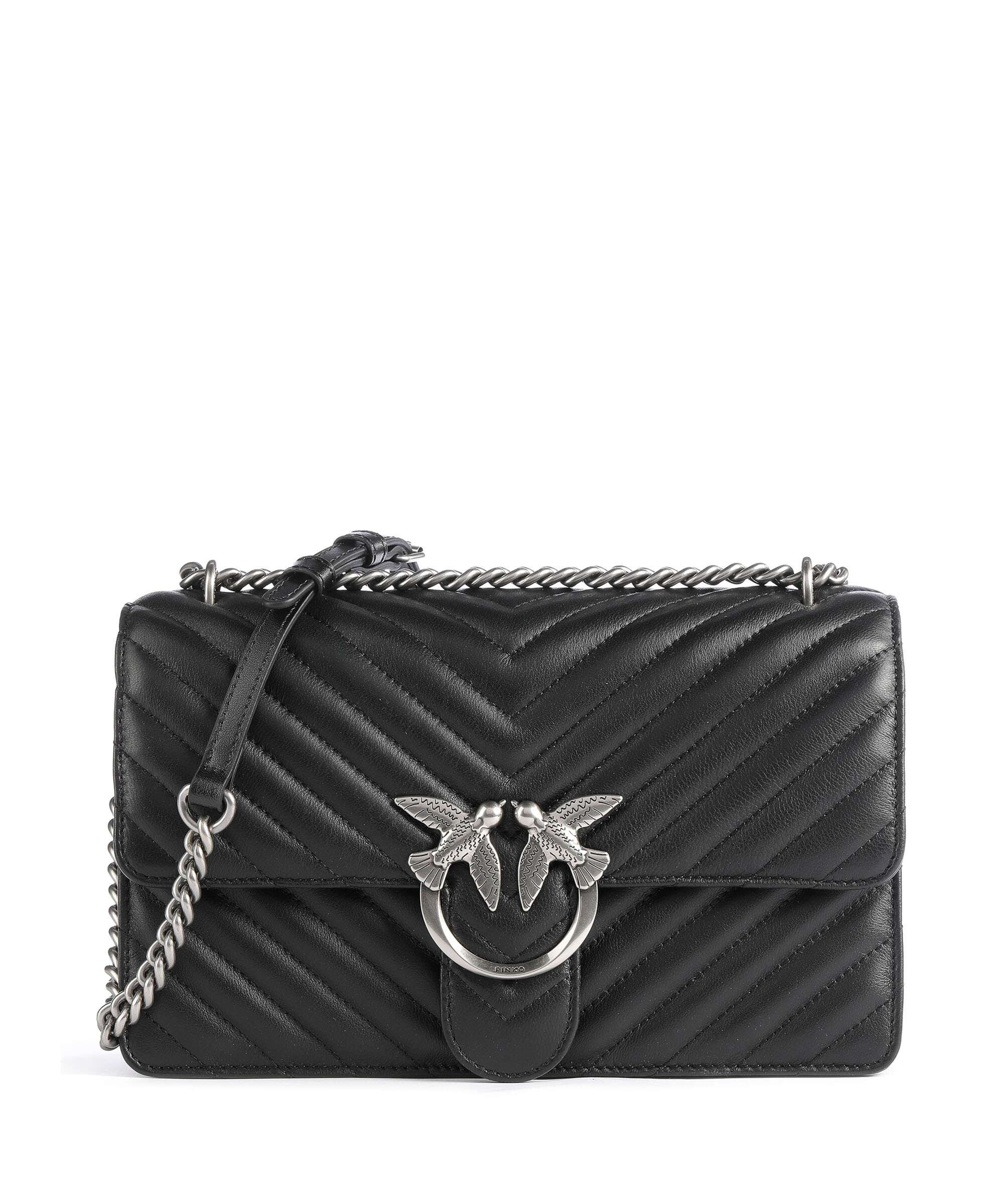 Pinko Love One Classic Schoudertas nero/old silver
