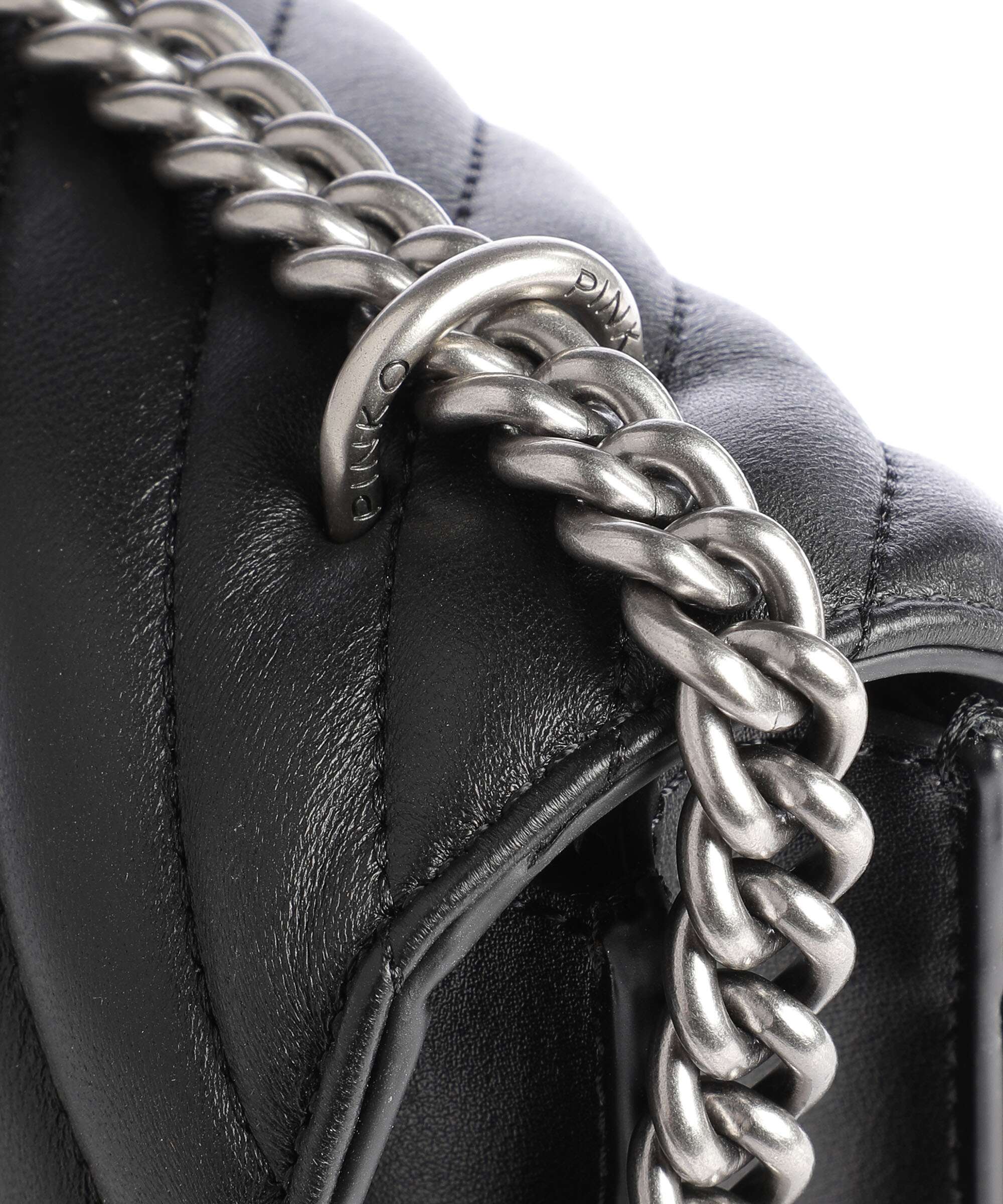 Pinko Love One Classic Schoudertas nero/old silver - Image 4