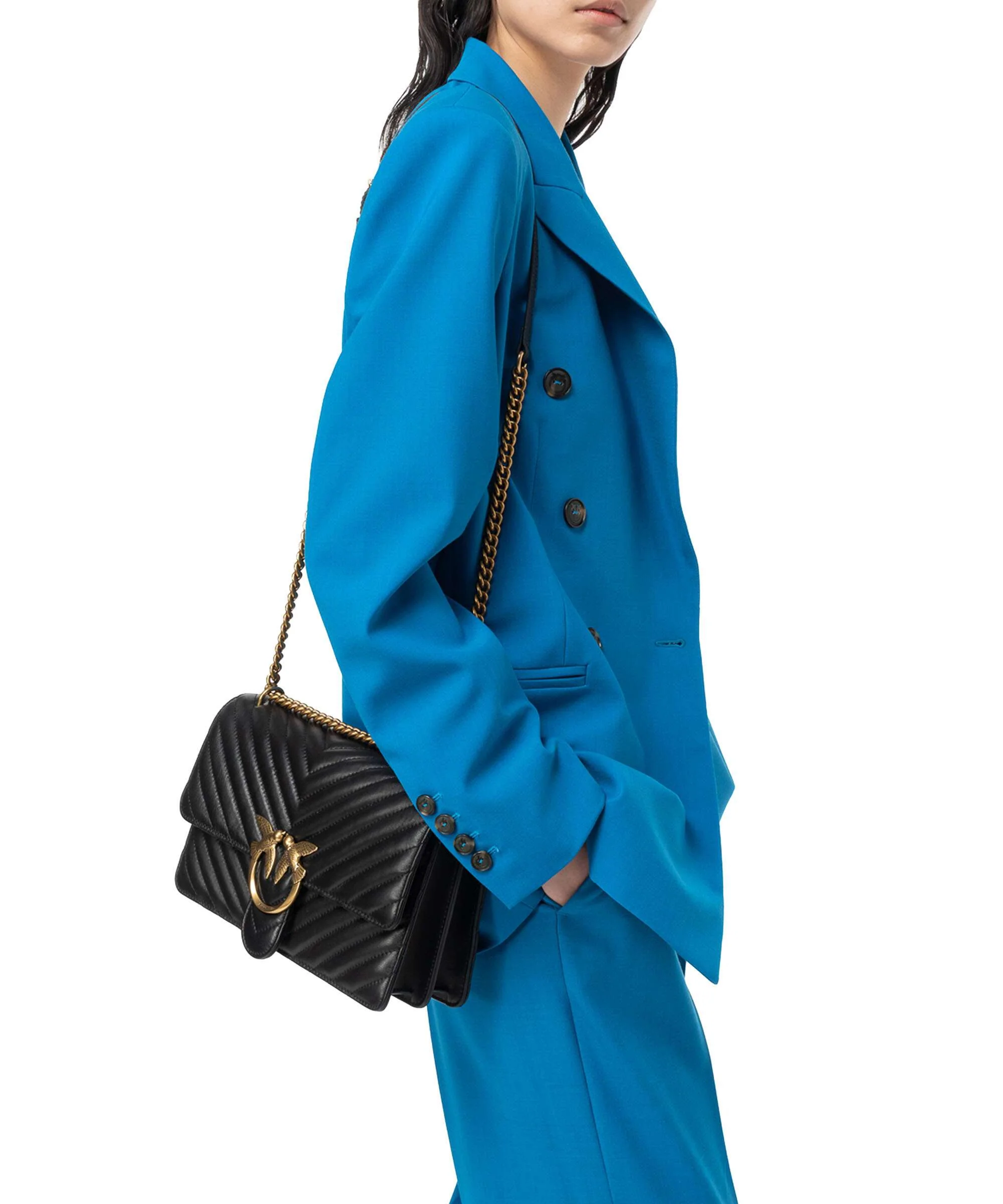 Pinko Love One Classic Schoudertas nero/antique gold - Image 4
