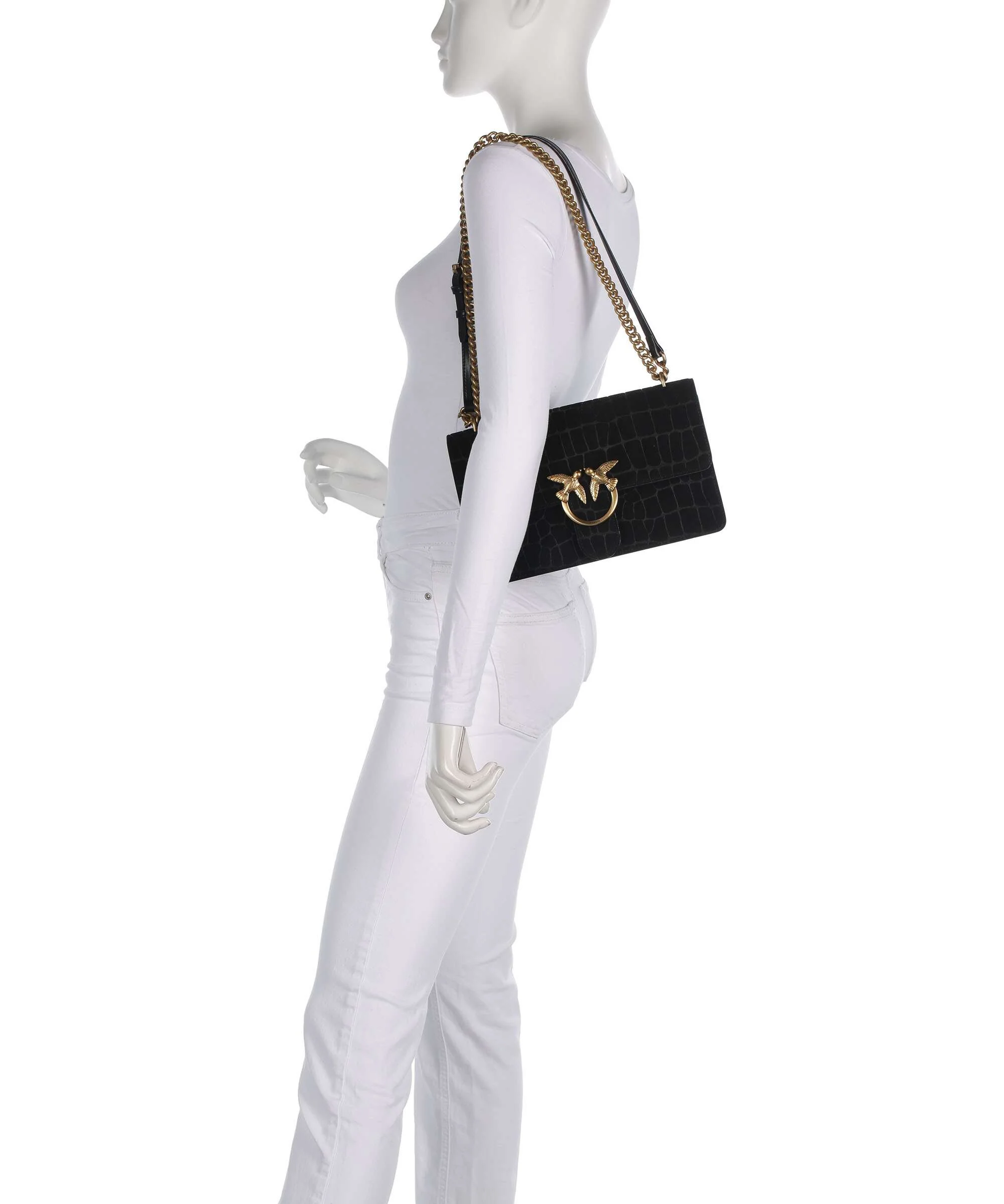 Pinko Love One Classic Schoudertas nero/antique gold - Image 4
