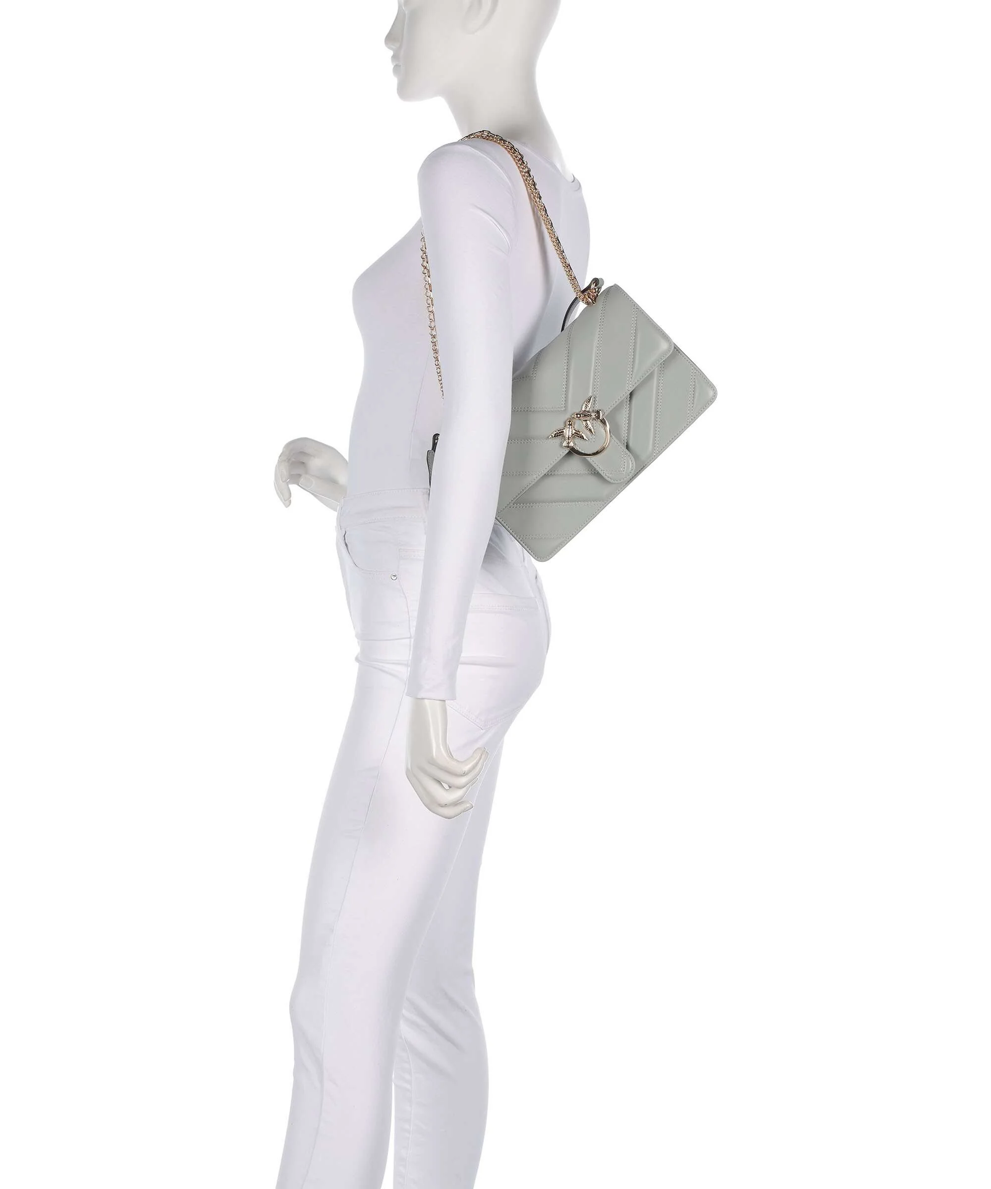 Pinko Love One Classic Schoudertas grigio perla/gold mordore - Image 3