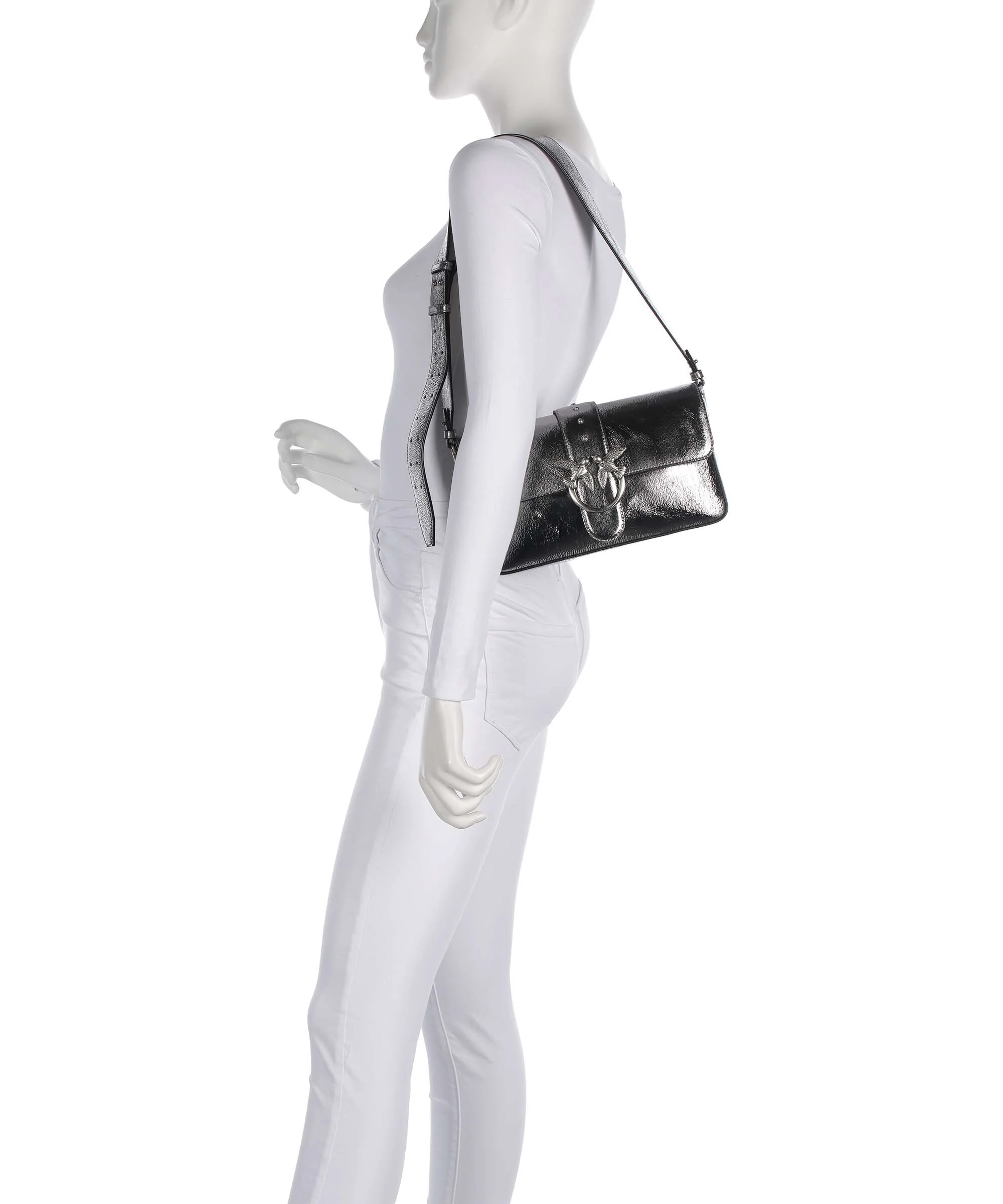Pinko Love One Classic Slouchy Schoudertas antracite/old silver - Image 3