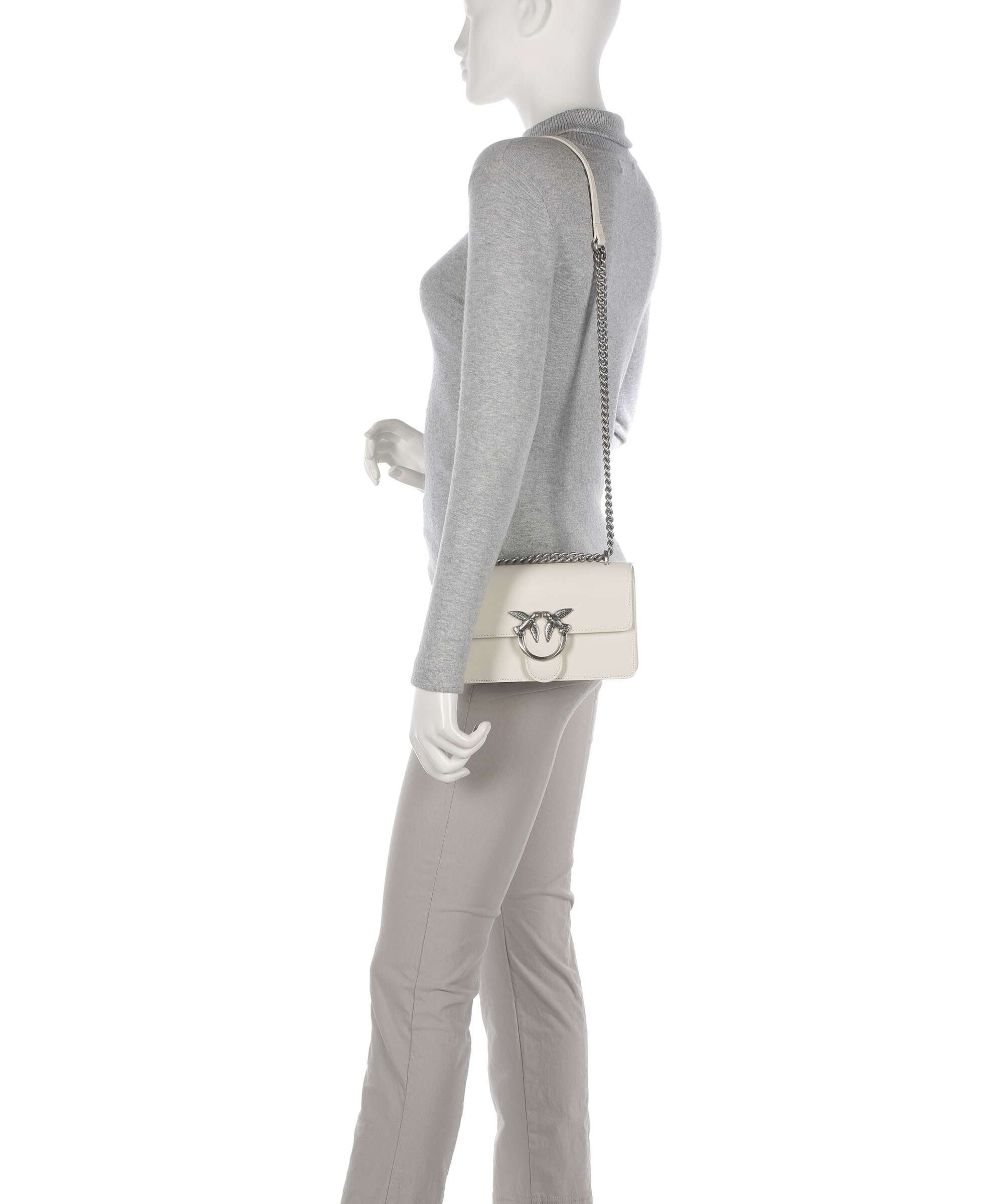 Pinko Love One Mini Schoudertas bianco seta/old silver - Image 3