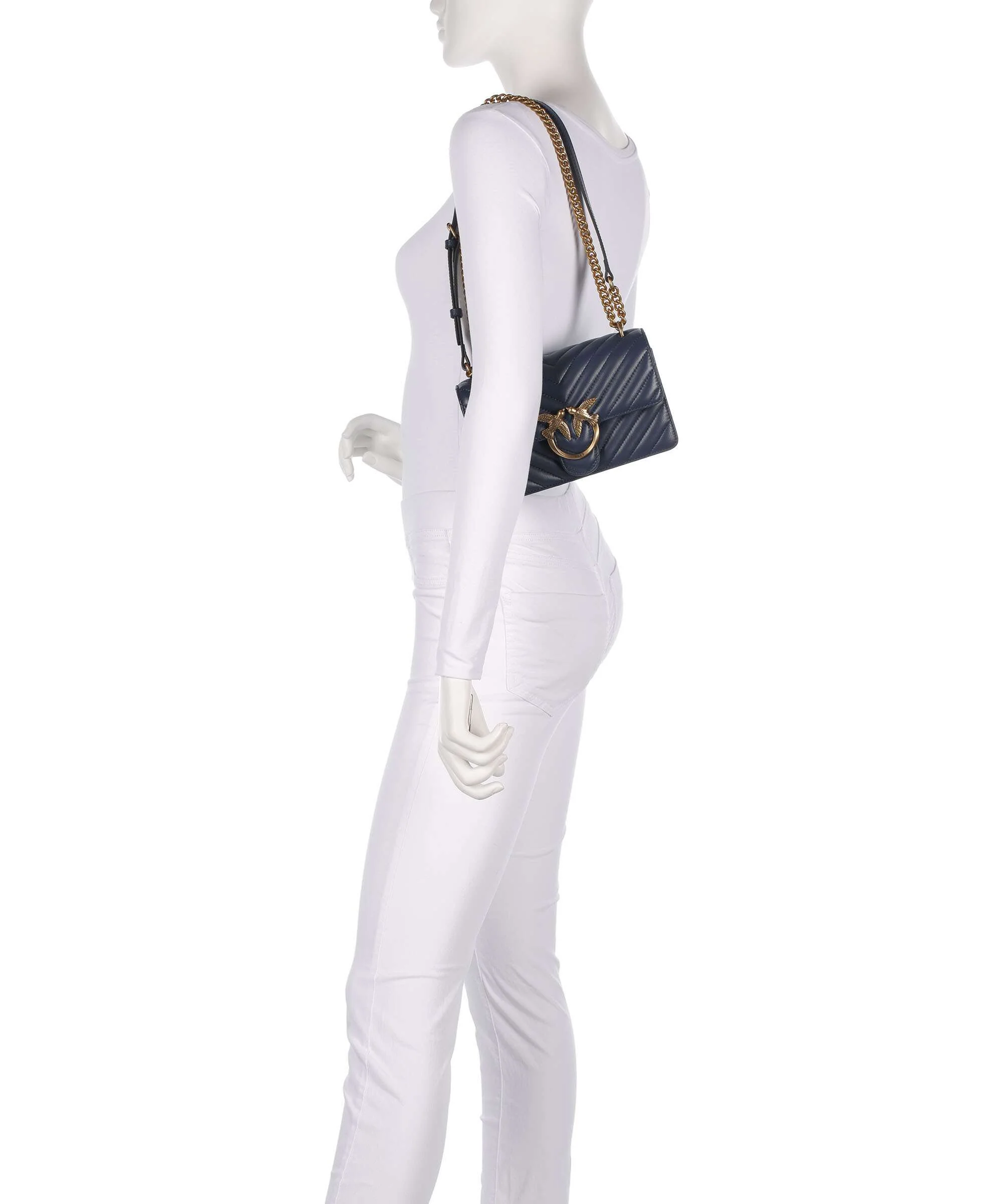 Pinko Love One Mini Schoudertas blu indaco ombroso/antique gold - Image 4