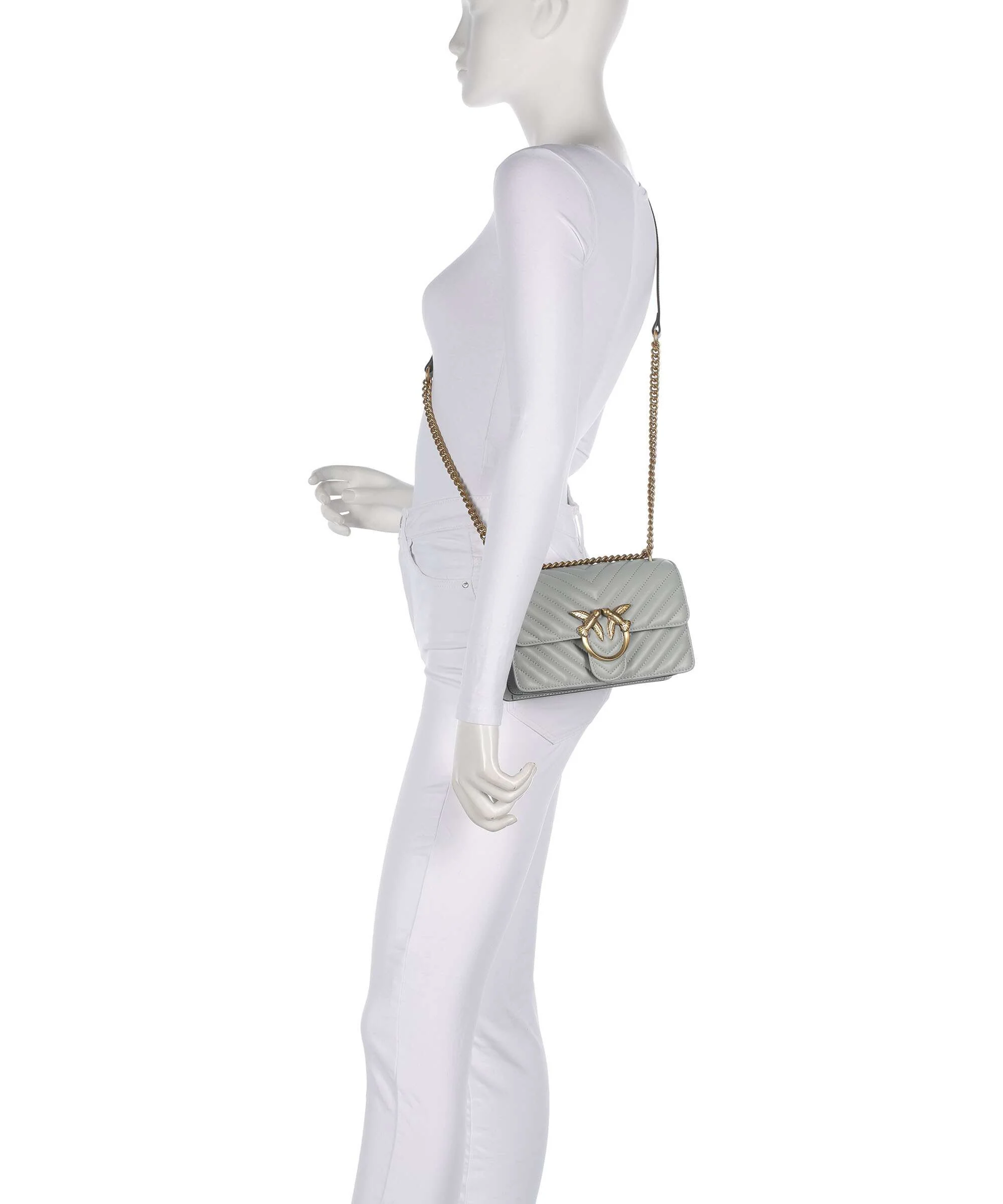 Pinko Love One Mini Schoudertas grigio perla/antique gold - Image 3