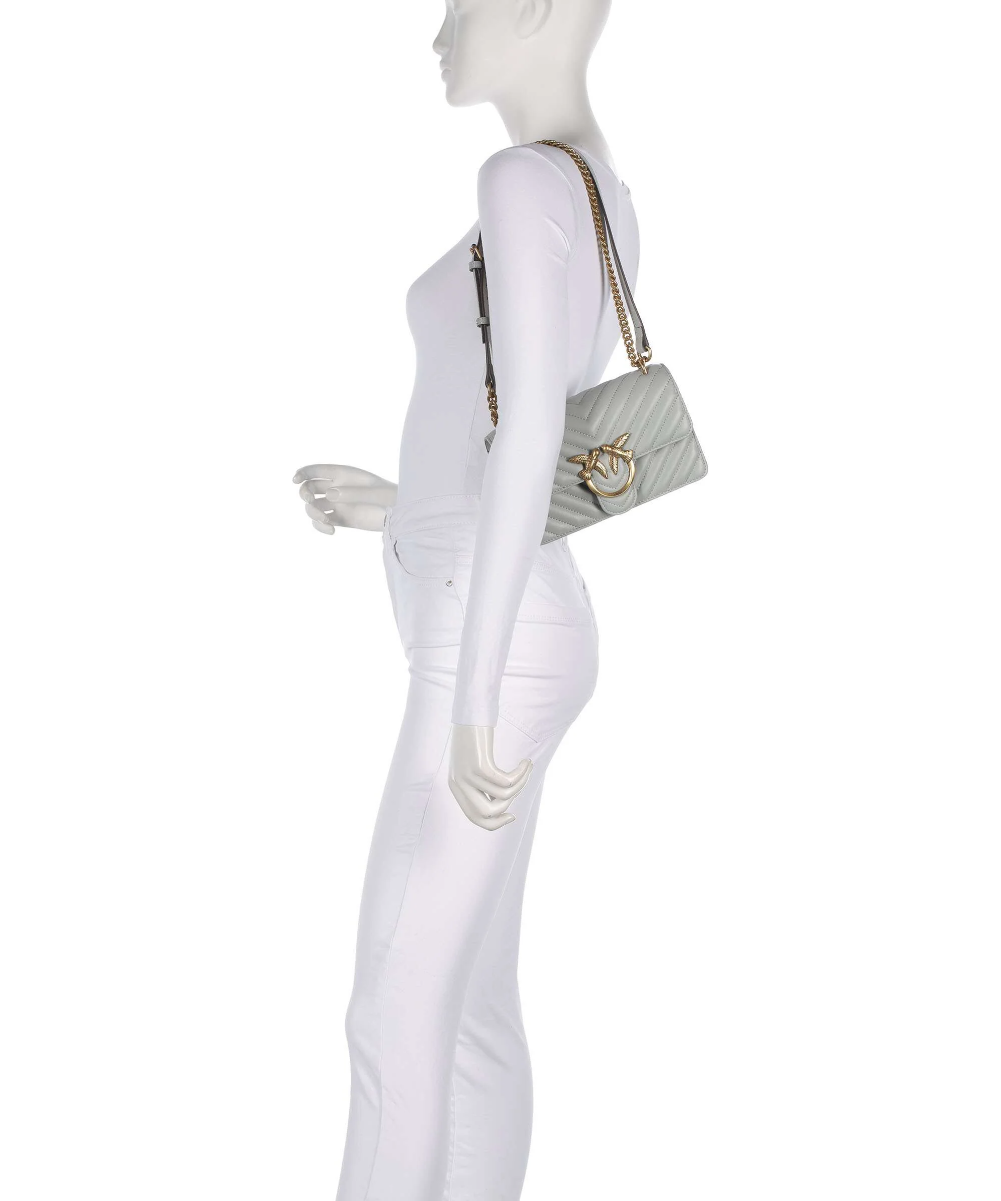 Pinko Love One Mini Schoudertas grigio perla/antique gold - Image 4