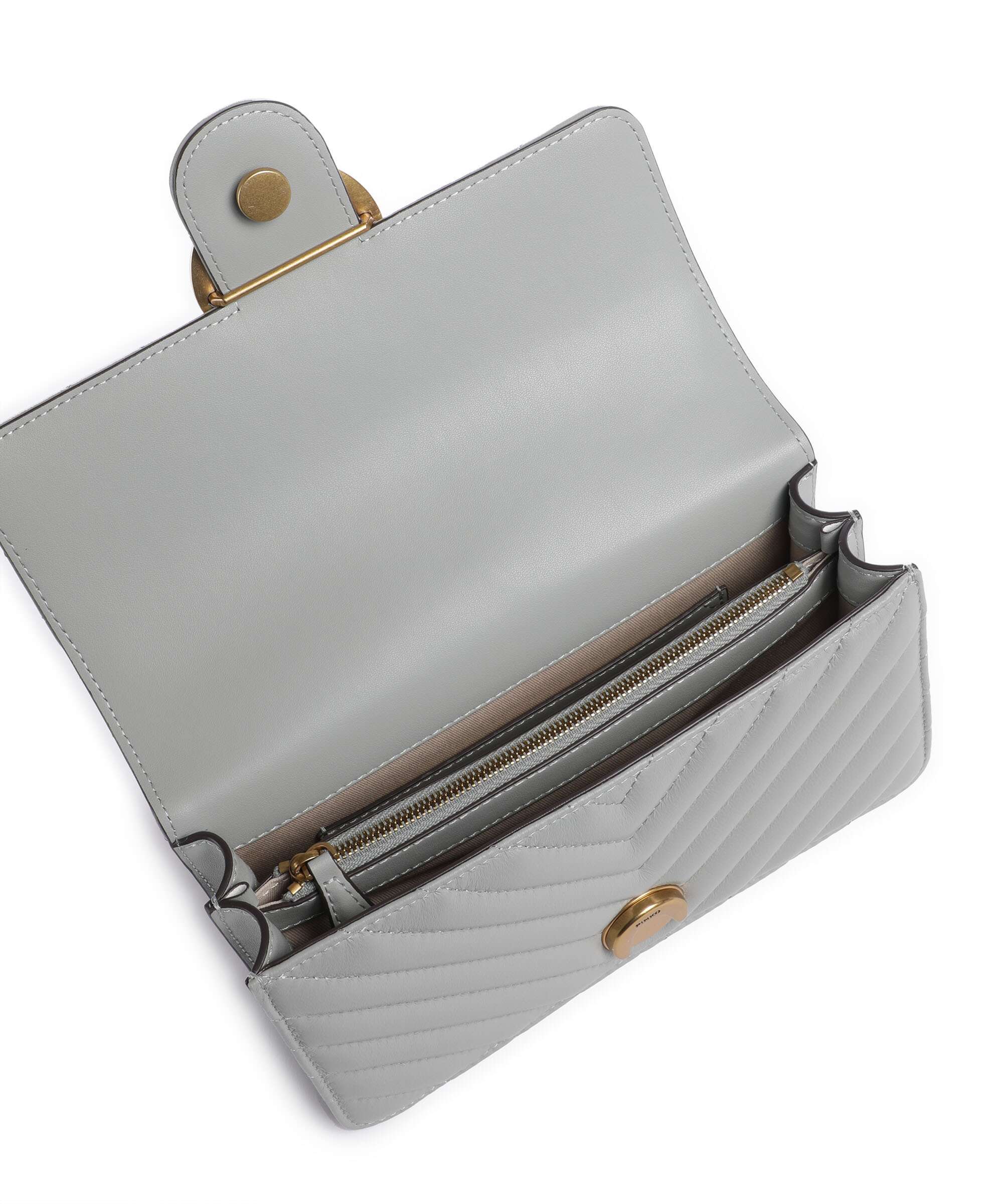 Pinko Love One Mini Schoudertas grigio perla/antique gold - Image 7
