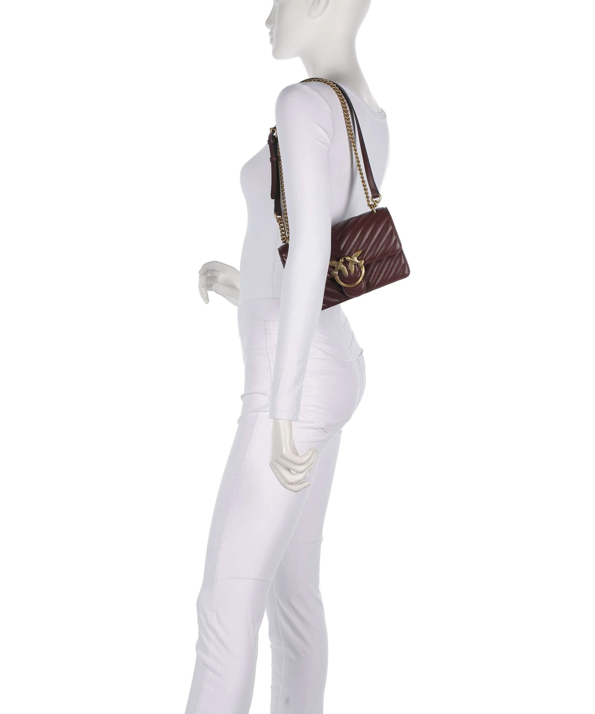 Pinko Love One Mini Schoudertas burgundy wine/antique gold - Image 3