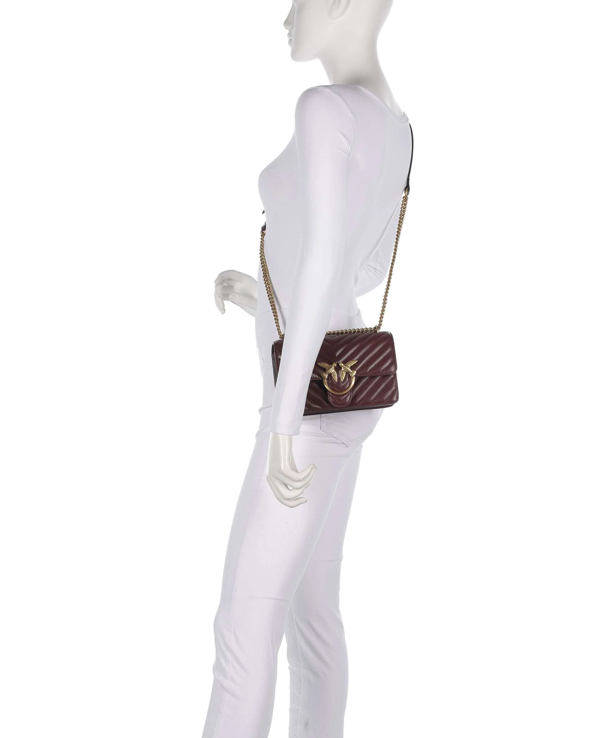 Pinko Love One Mini Schoudertas burgundy wine/antique gold - Image 4