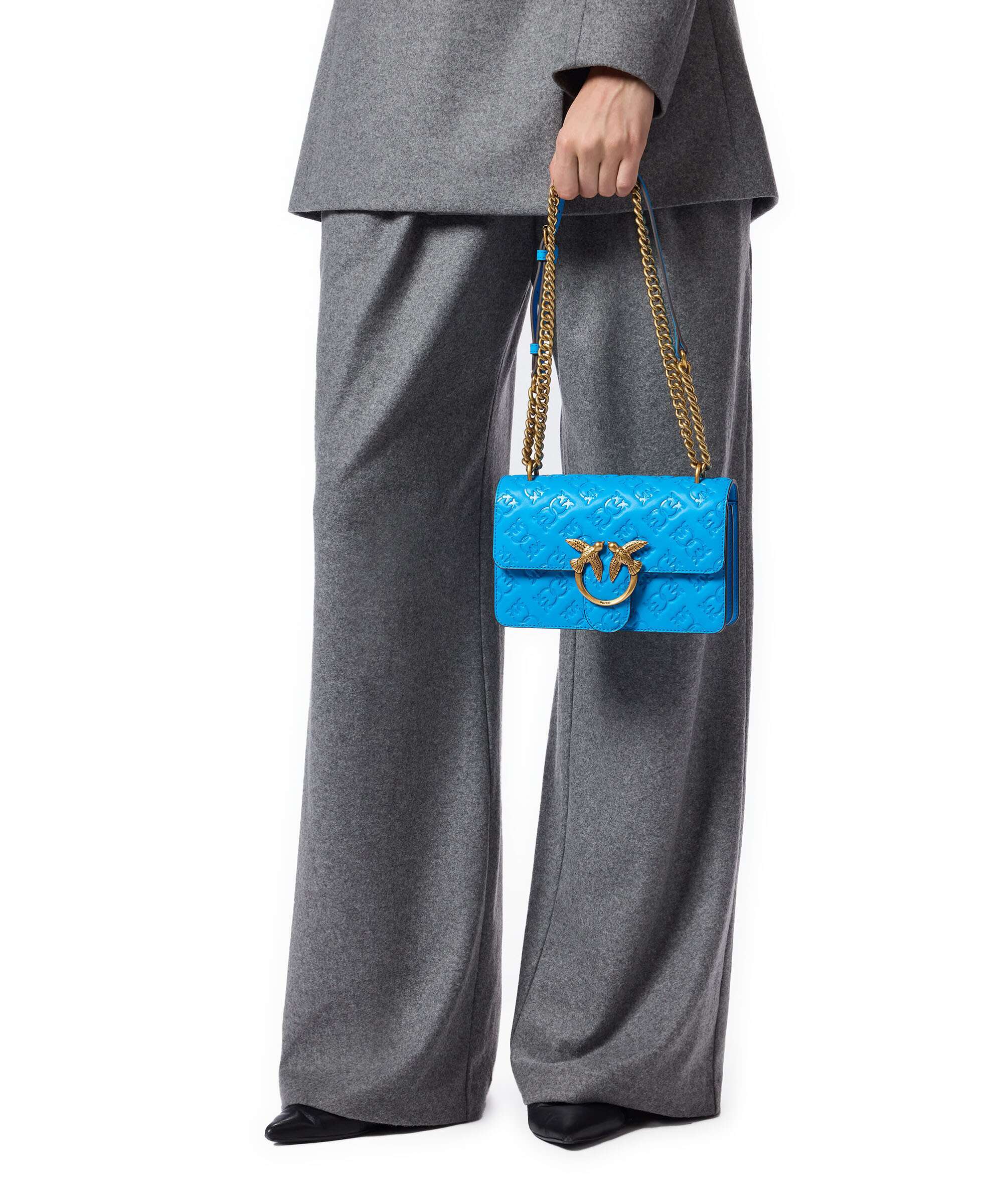 Pinko Love One Mini Schoudertas azzurro dresda/antique gold - Image 3