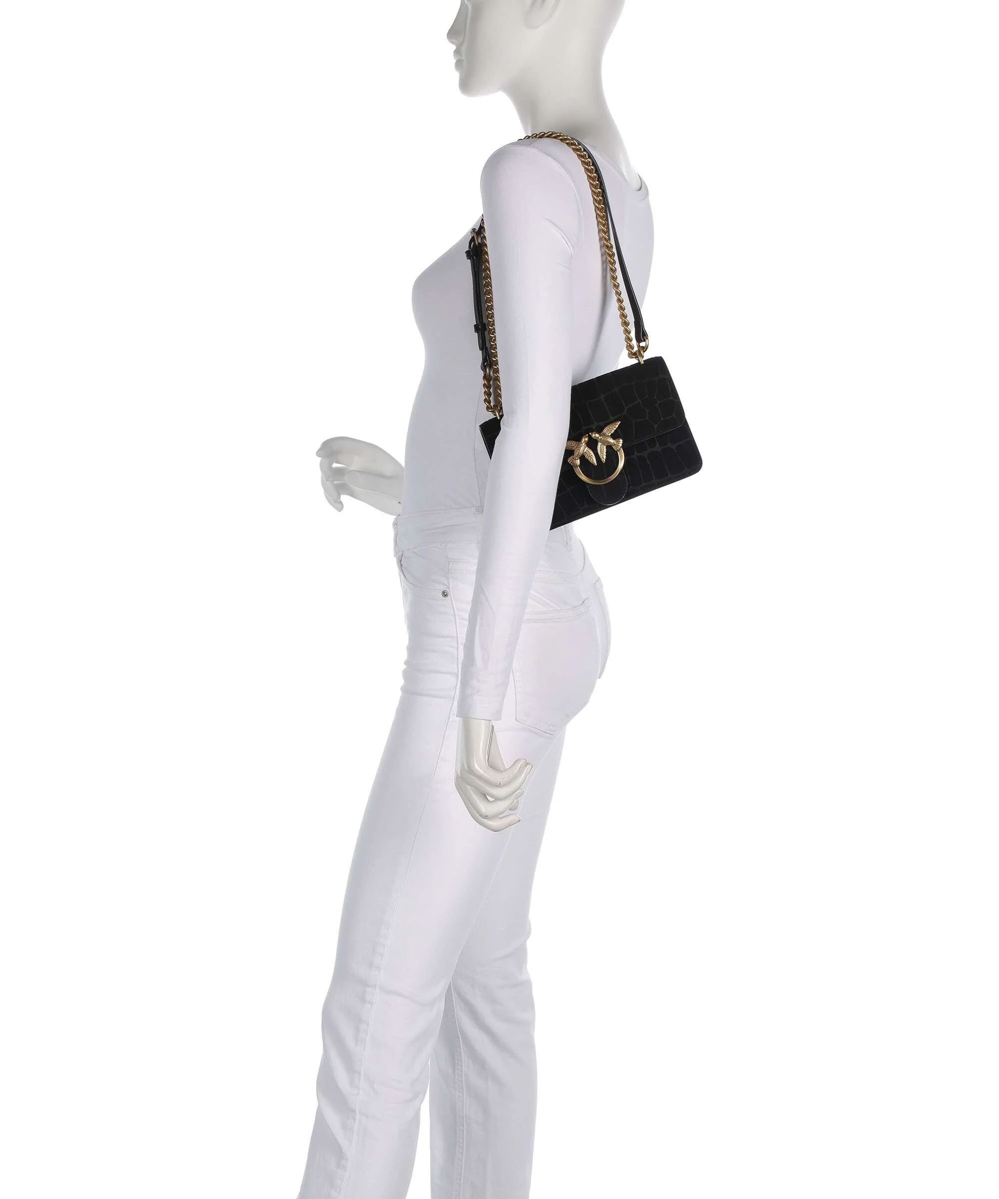 Pinko Love One Mini Schoudertas nero/antique gold - Image 4