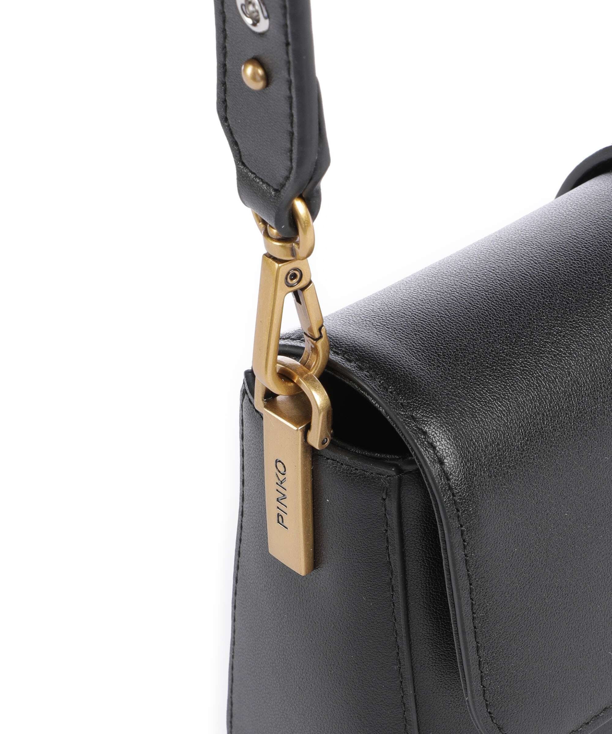 Pinko Love One Mini Slouchy Charms Crossbody tas nero/antique gold - Image 4