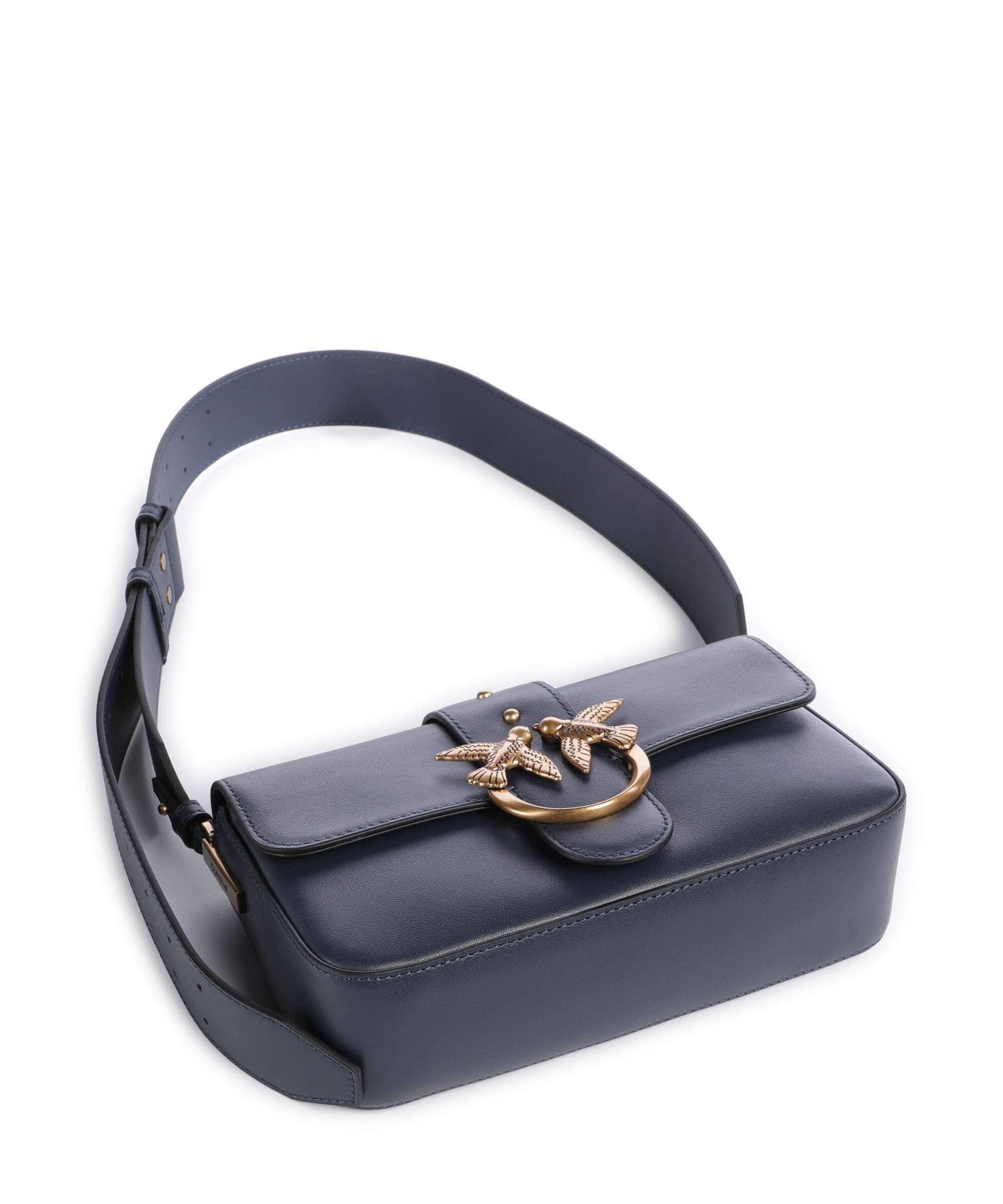 Pinko Love One Mini Slouchy Schoudertas blu indaco ombroso/antique gold - Image 6