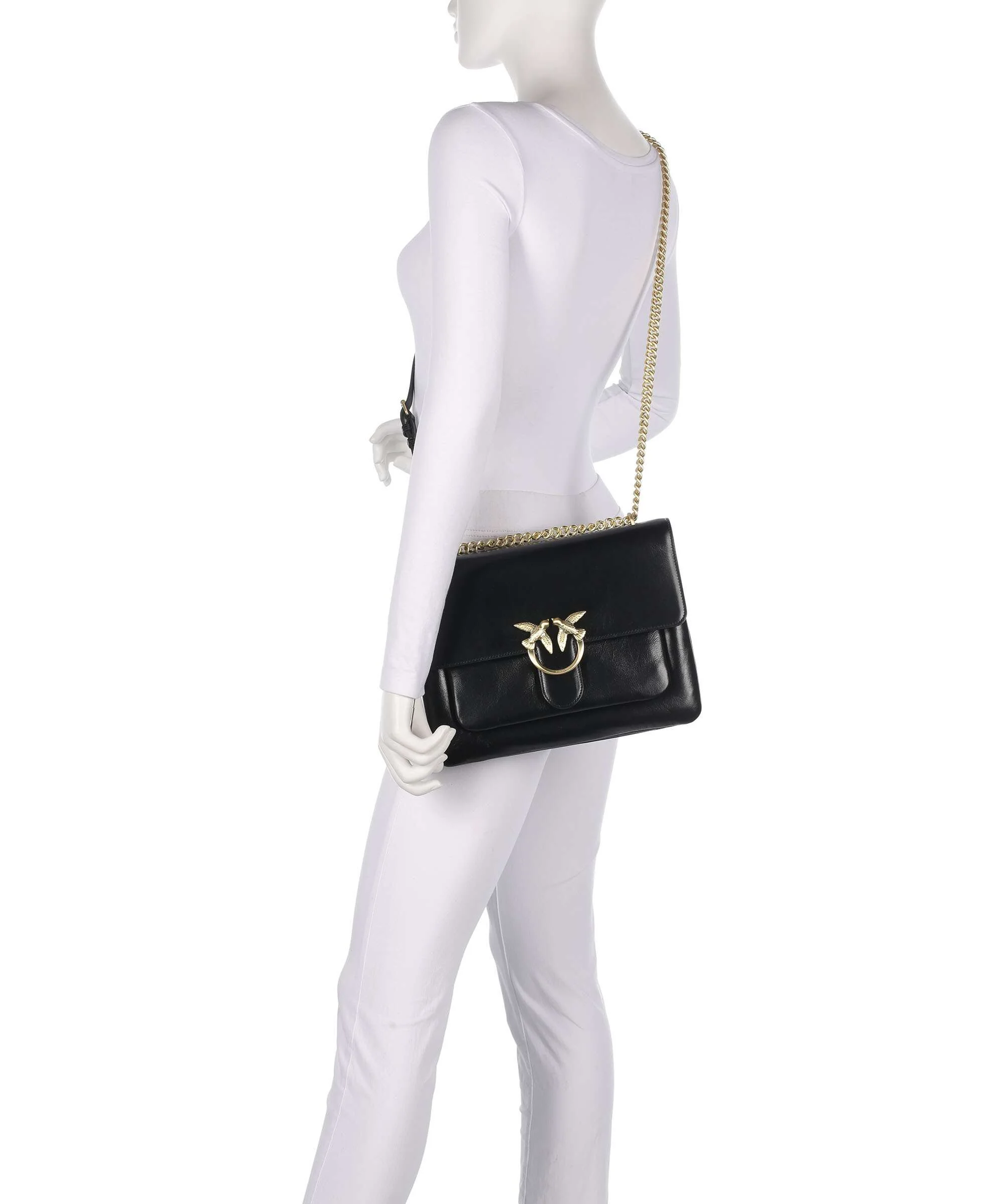Pinko Love One Soft Big Schoudertas nero limousine/matt gold - Image 3