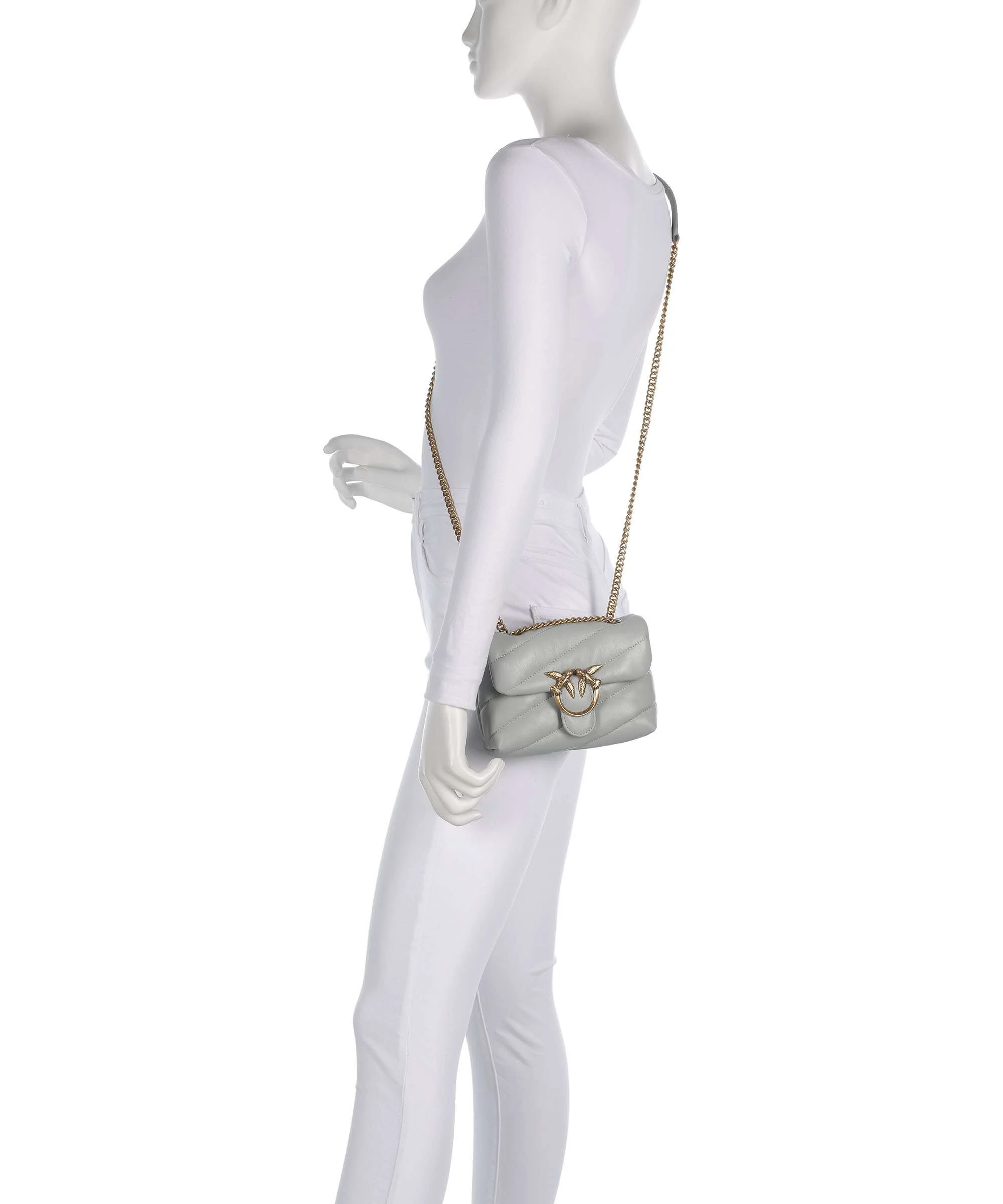 Pinko Love Puff Baby Schoudertas grigio perla/antique gold - Image 3