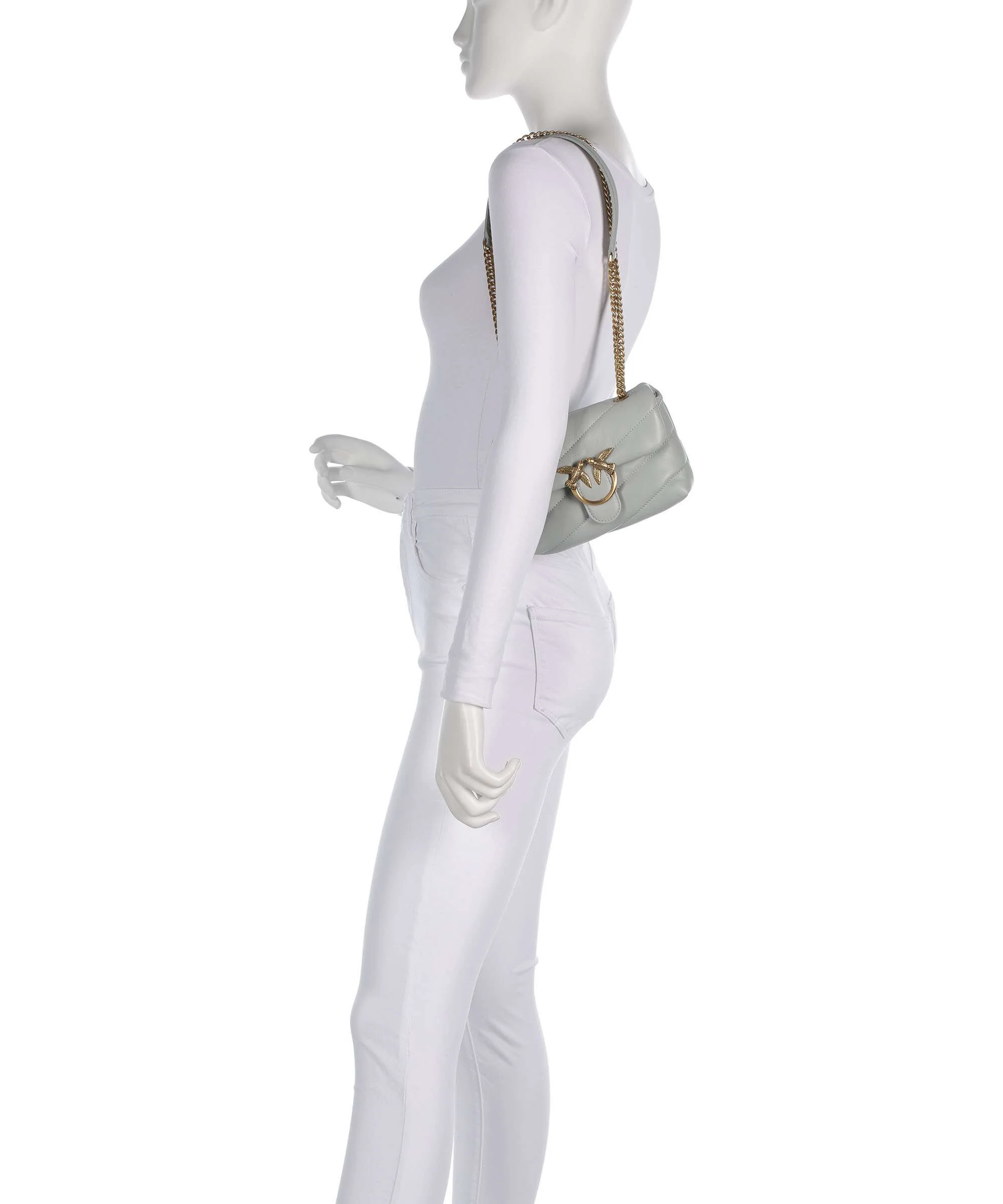 Pinko Love Puff Baby Schoudertas grigio perla/antique gold - Image 4