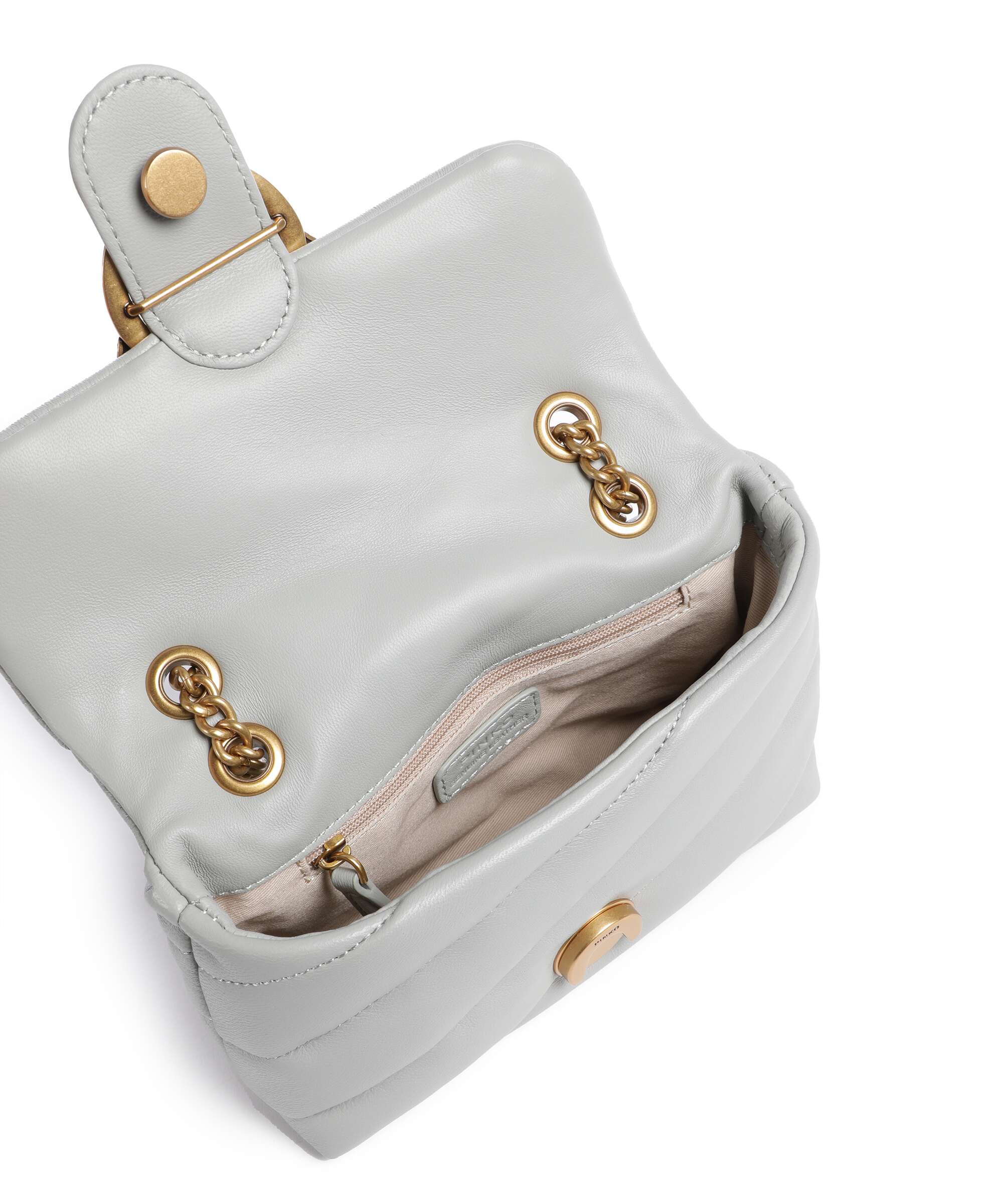 Pinko Love Puff Baby Schoudertas grigio perla/antique gold - Image 7
