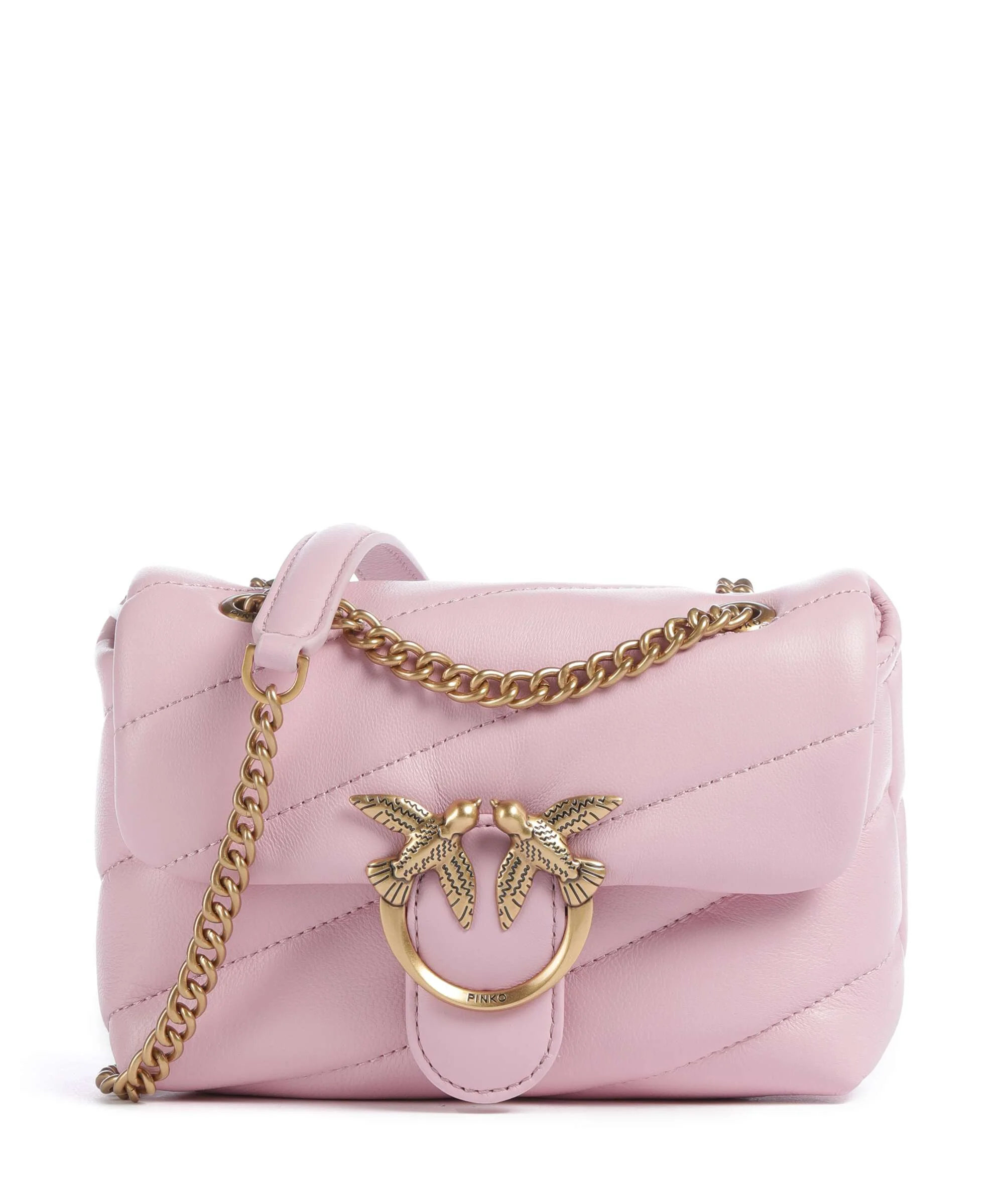 Pinko Love Puff Baby Schoudertas rosa chiaro/antique gold