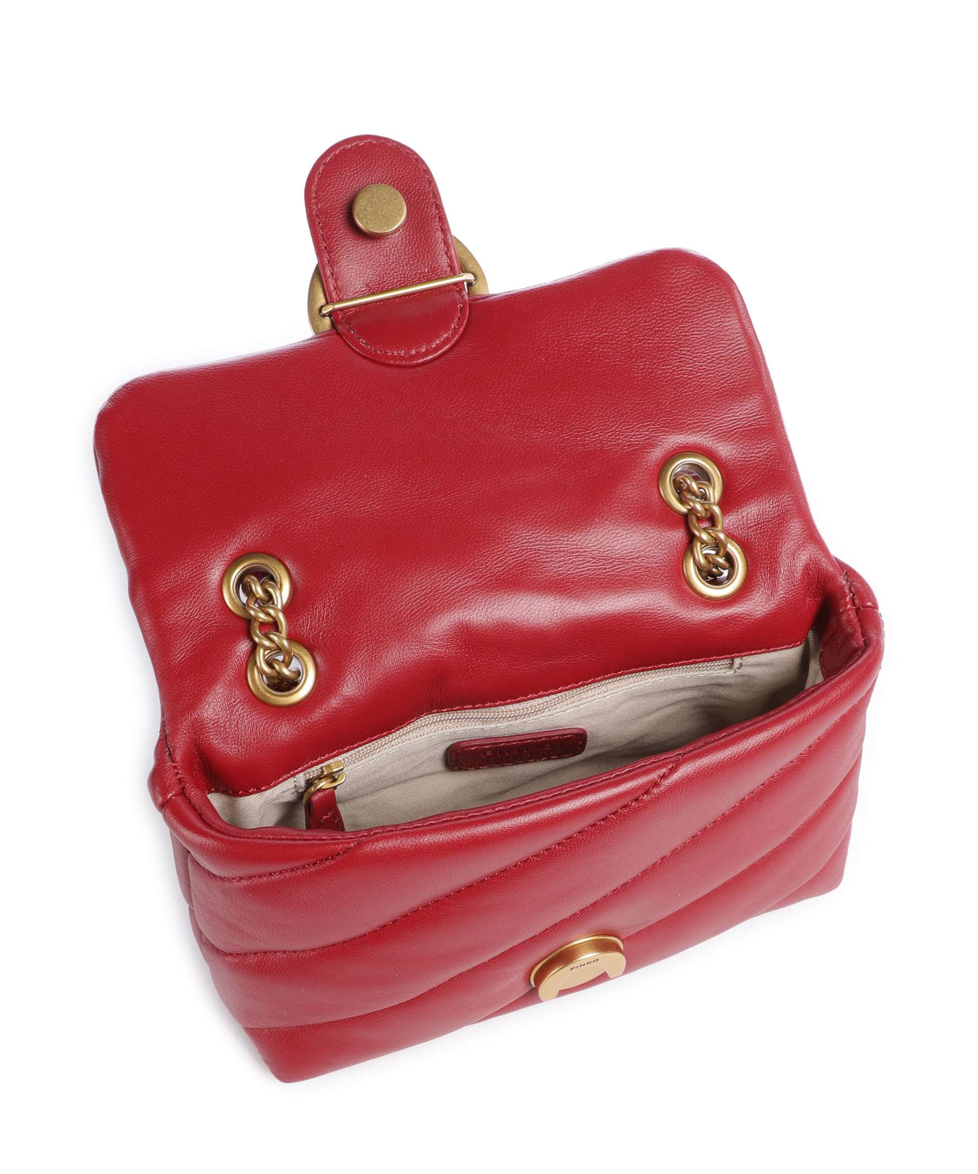 Pinko Love Puff Baby Schoudertas rosso scuro/antique gold - Image 7