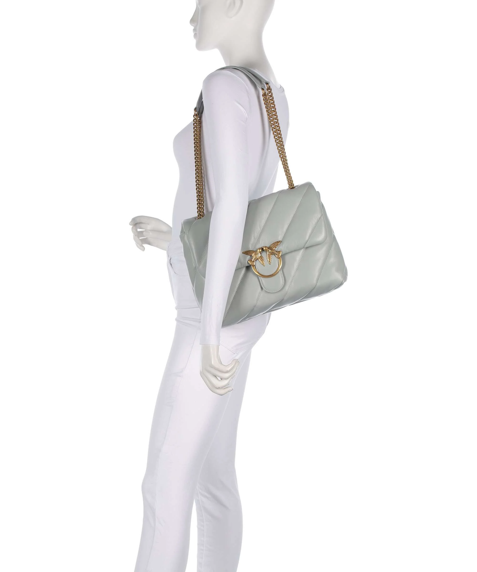 Pinko Love Puff Big Schoudertas grigio perla/antique gold - Image 3